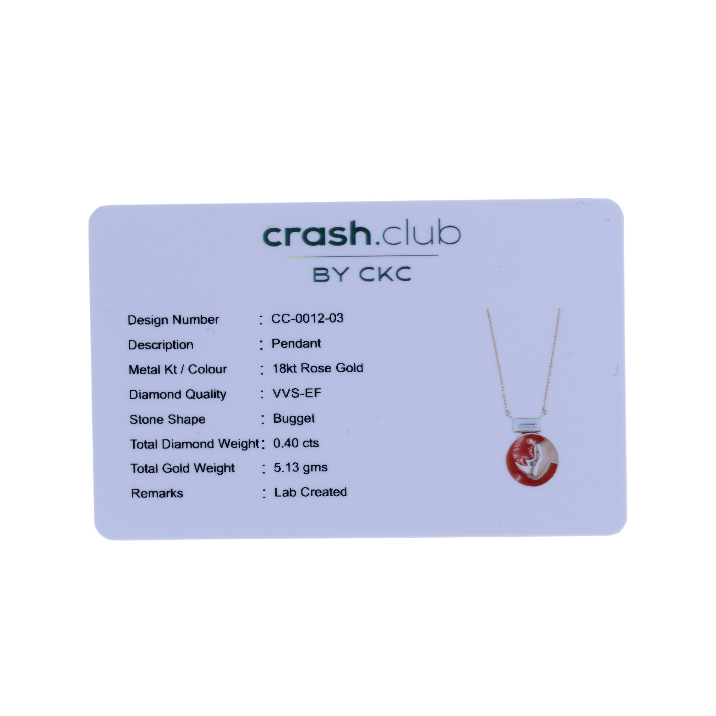 Various Cut 0.40 Carat Red Rhino Motif Lab Grown Diamond Dangle Neckchain | SKU: 0019361703