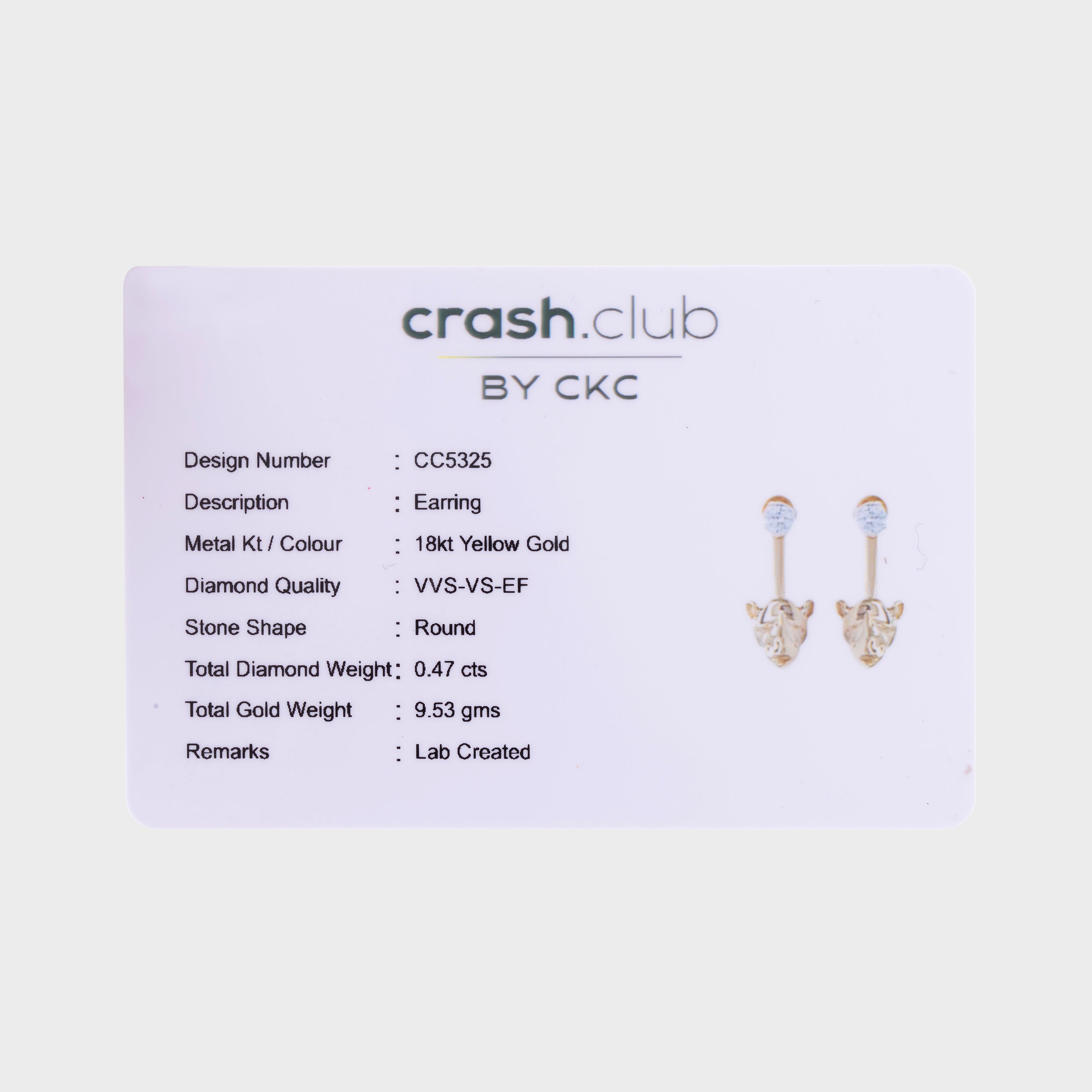 Round Brilliant Cut 0.47 Carat Diamond Rhino Essence Stud Earrings | SKU: 0019472720