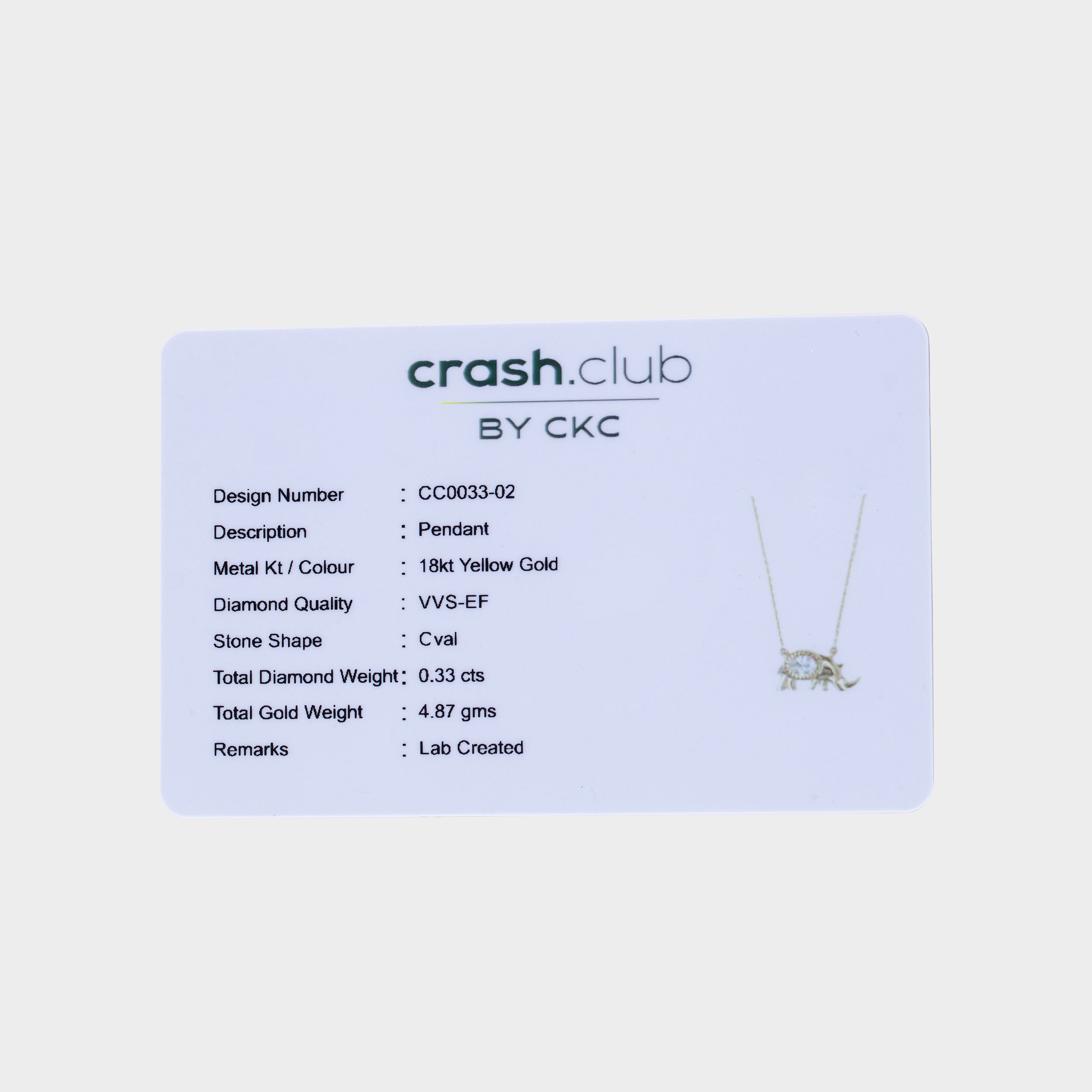 Oval Cut 0.33 Carat Rhino Lab Grown Diamond Chain Pendant | SKU: 0019365152