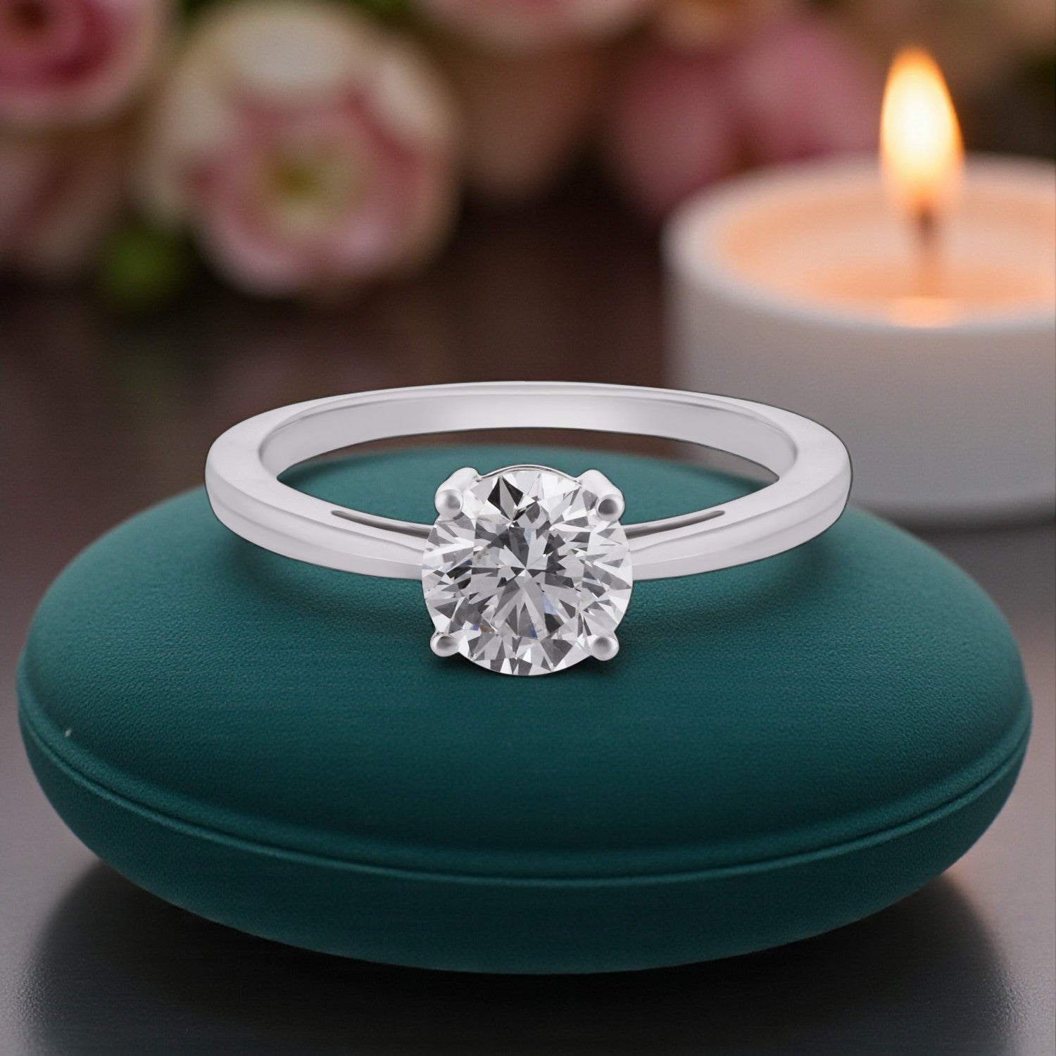 Lumine Classic Round Lab Grown Diamond Solitaire Ring in White Gold | SKU : 0004952695