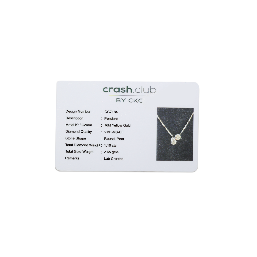 Chic Pear and Round Brilliant 1.10 Carat Lab-Grown Solitaire Diamond Chain Pendant | SKU : 0020684631