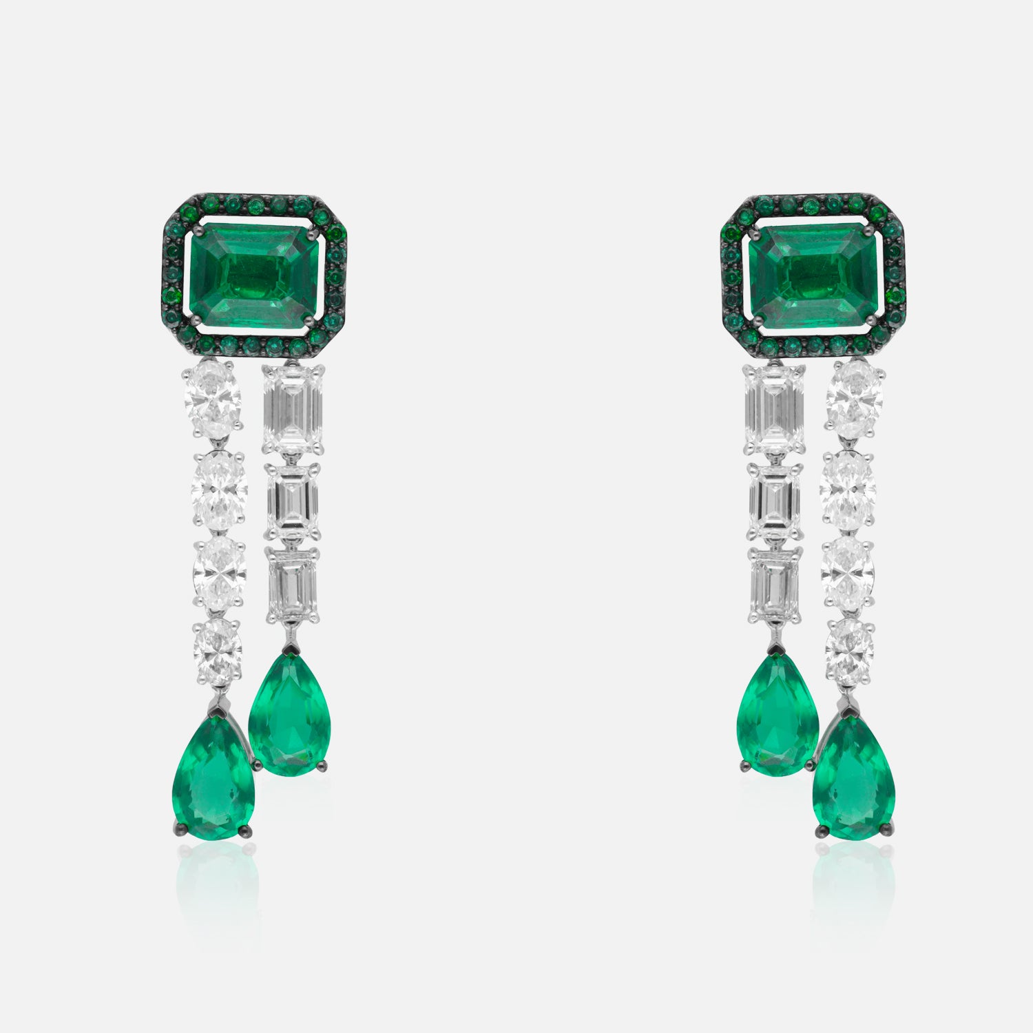 Emerald Green Gold Drop Earrings with Lab-Grown Diamonds | SKU 0006640811