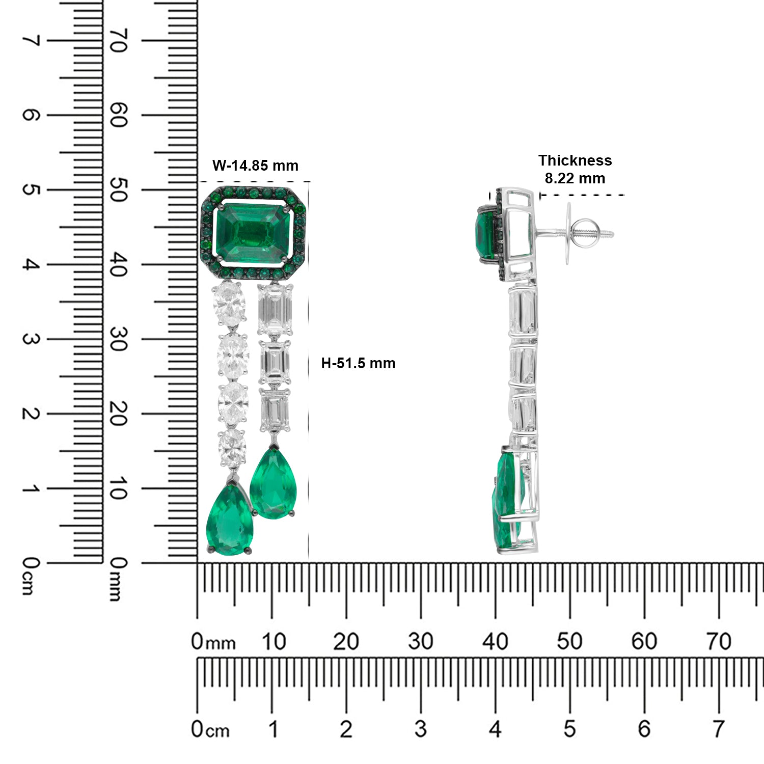 Emerald Green Gold Drop Earrings with Lab-Grown Diamonds | SKU 0006640811