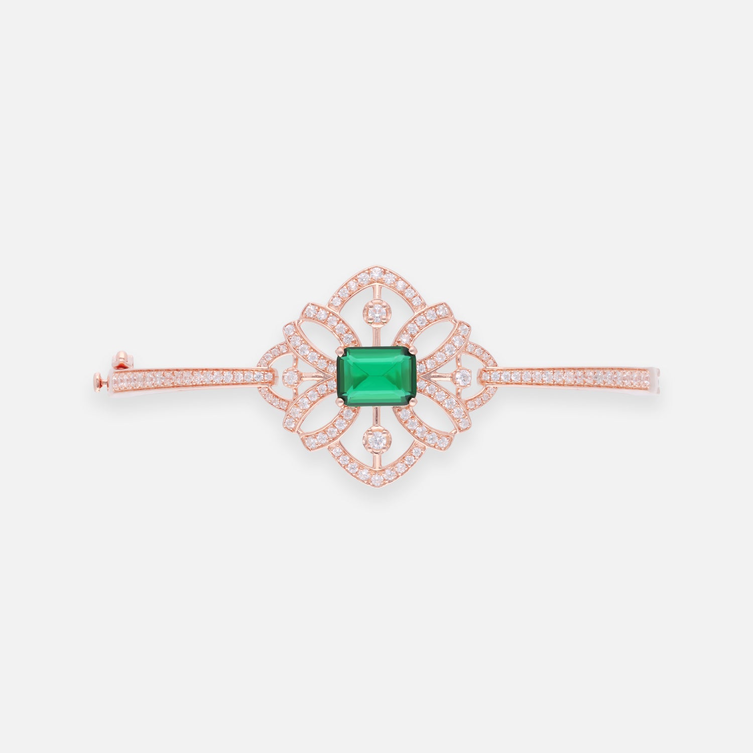 Sterling Silver Green Stone Floral Silver Bracelet  Bracelet | SKU: 0006686895