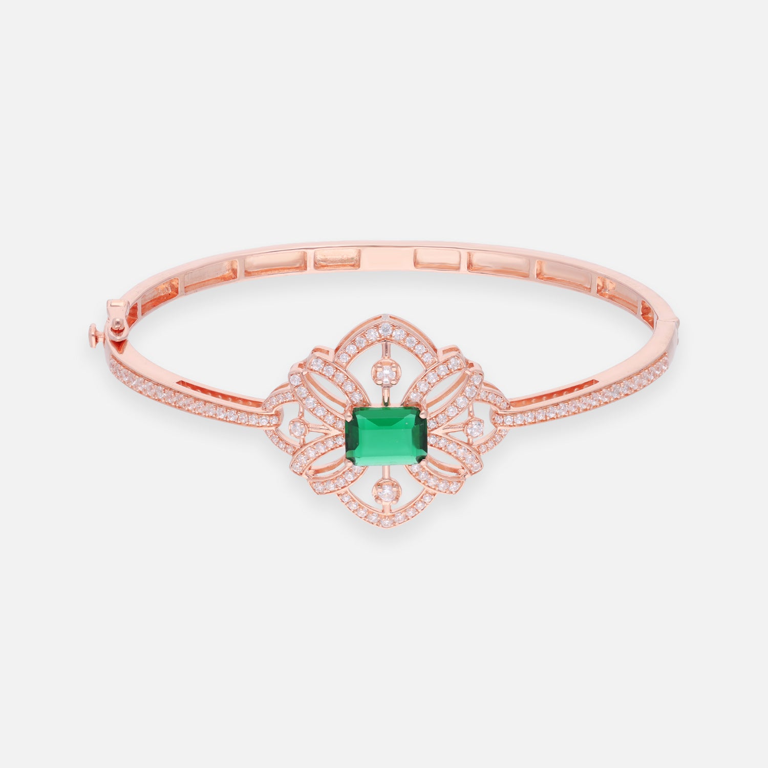 Sterling Silver Green Stone Floral Silver Bracelet  Bracelet | SKU: 0006686895