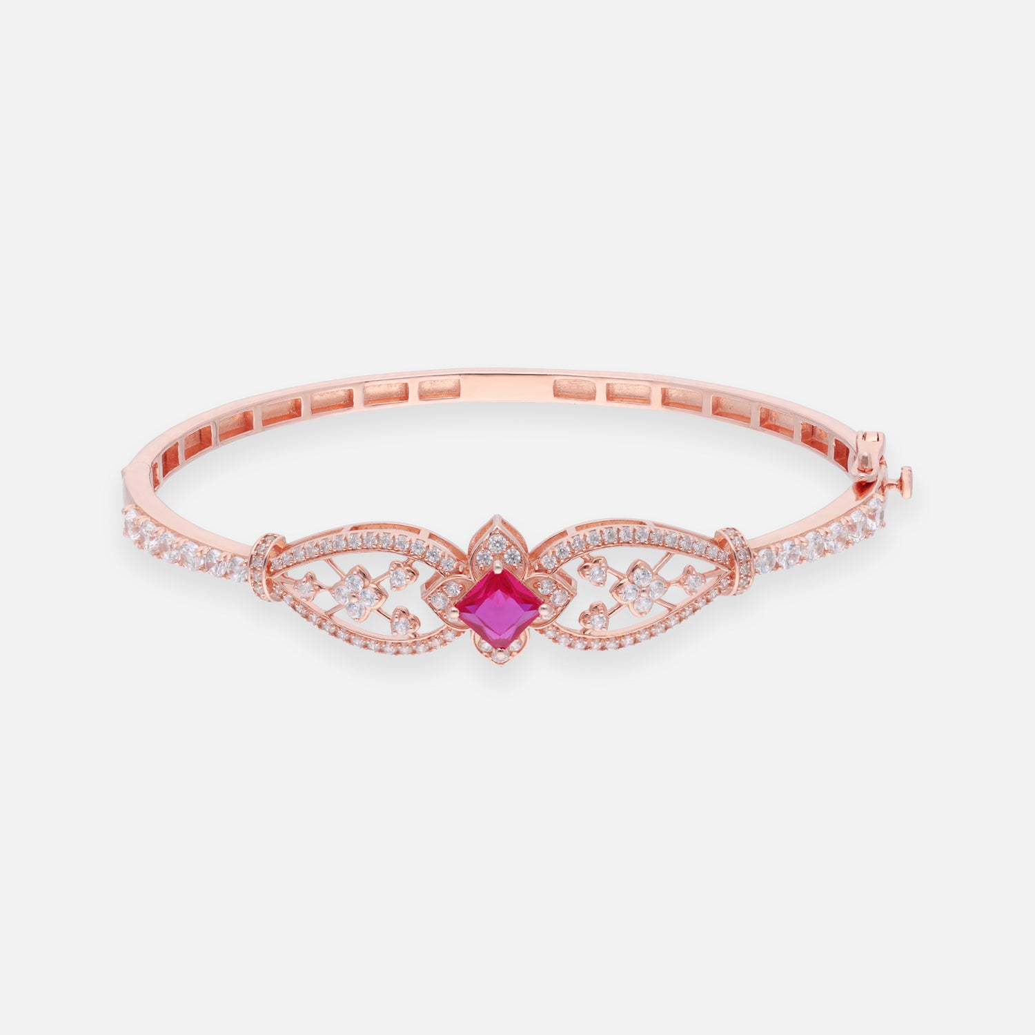 Sterling Silver Pink-Centre Floral Silver Bracelet | SKU: 0006686918
