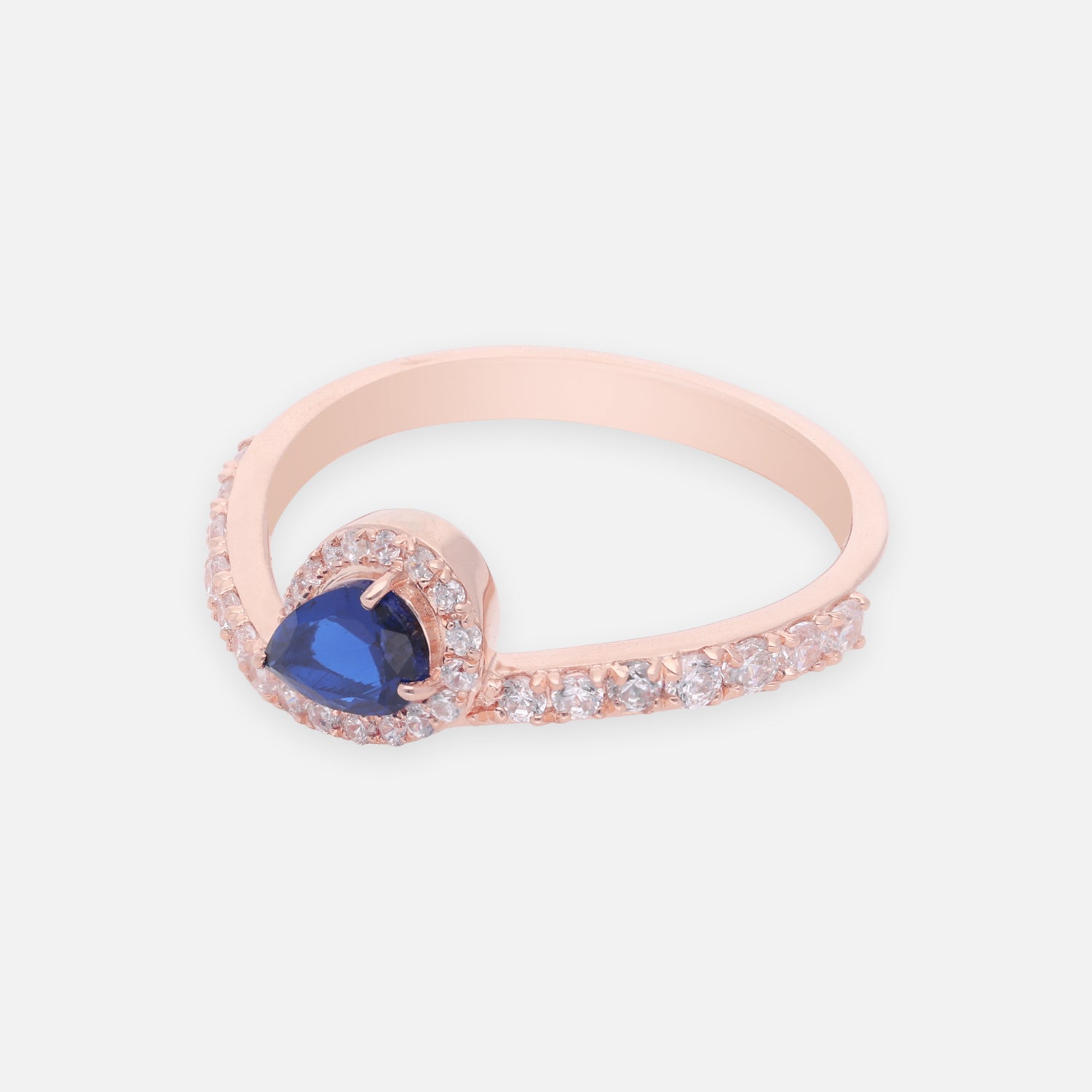 Blue Sapphire Teardrop Halo Sterling Silver Ring | SKU: 0006687007