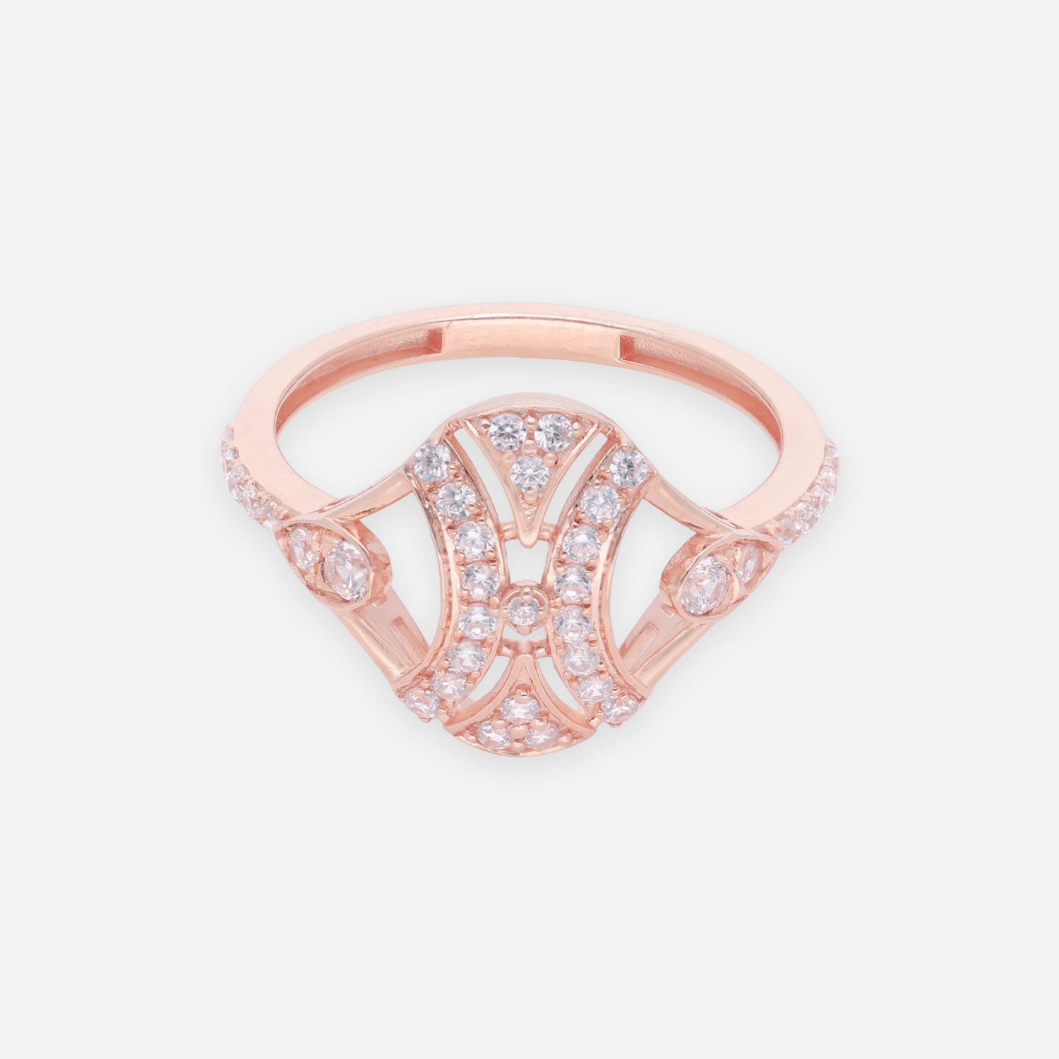Rose Gold Plated Sterling Silver Crisscross Design Ring | SKU: 0006687014