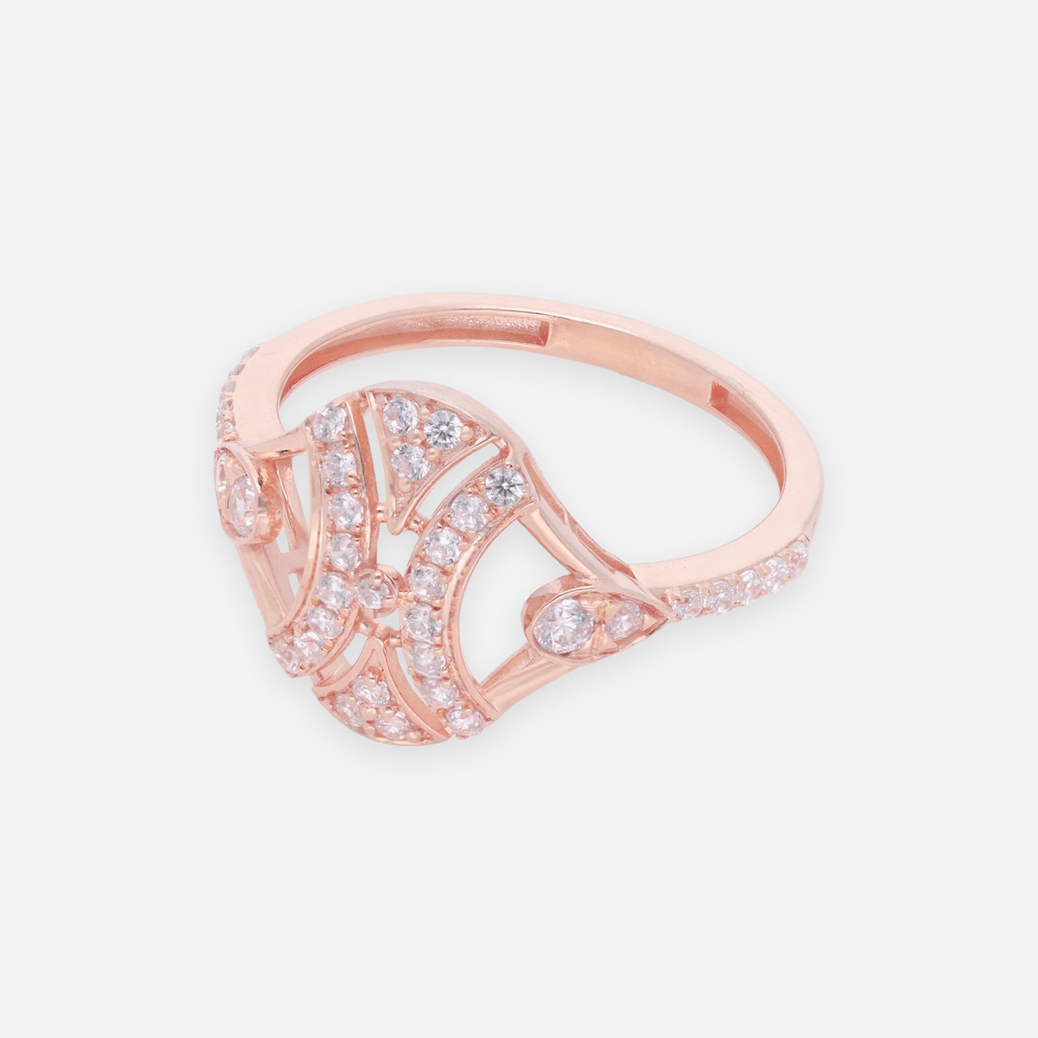 Rose Gold Plated Sterling Silver Crisscross Design Ring | SKU: 0006687014