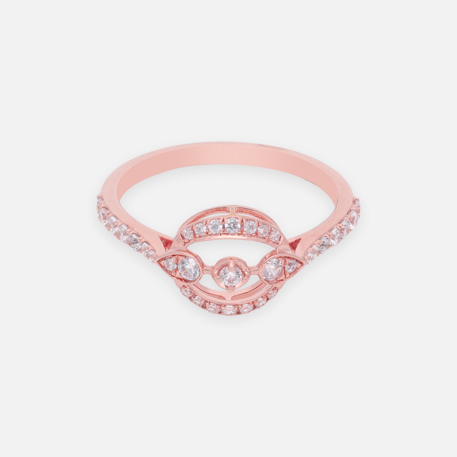 Rose Gold Plated Sterling Silver Open Circle Ring with Solitaire Accent | SKU: 0006687038
