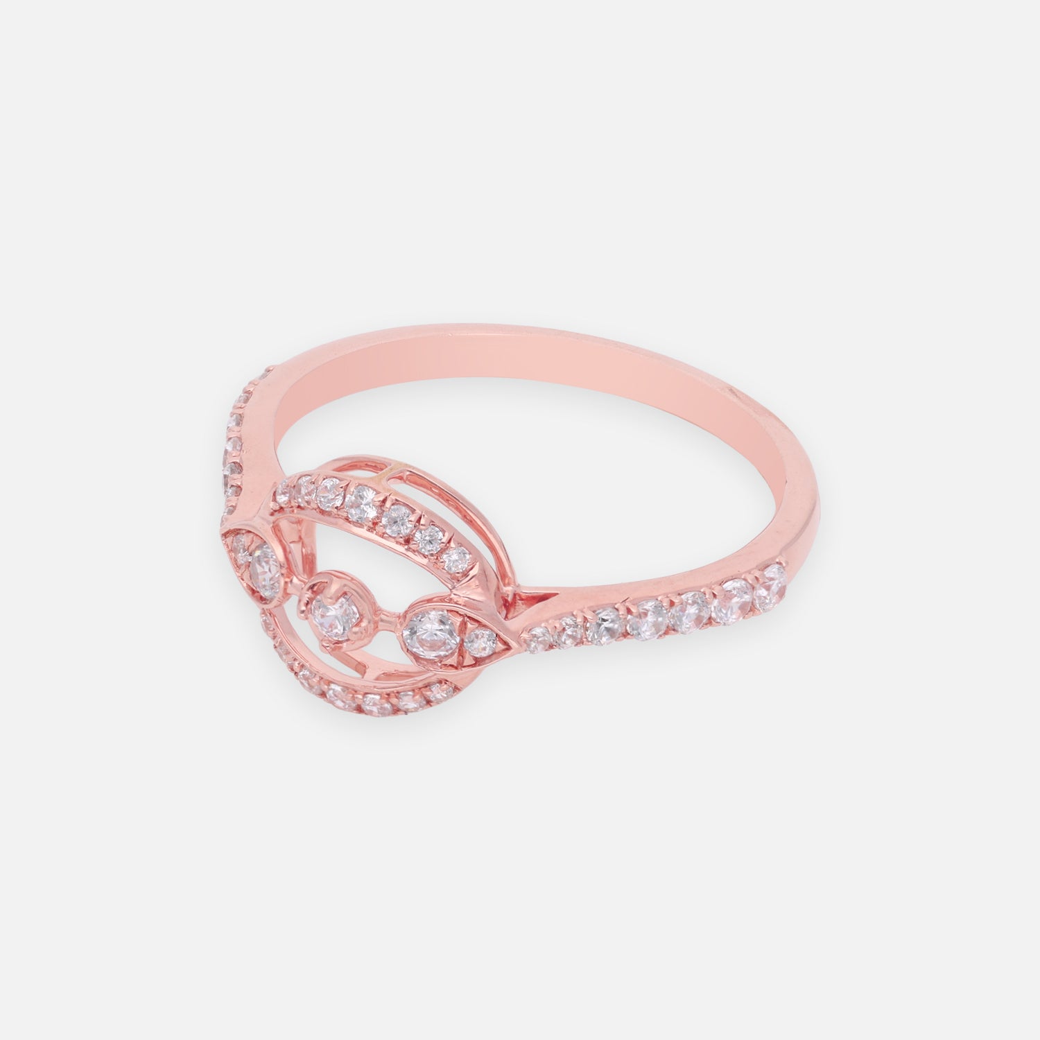 Rose Gold Plated Sterling Silver Open Circle Ring with Solitaire Accent | SKU: 0006687038