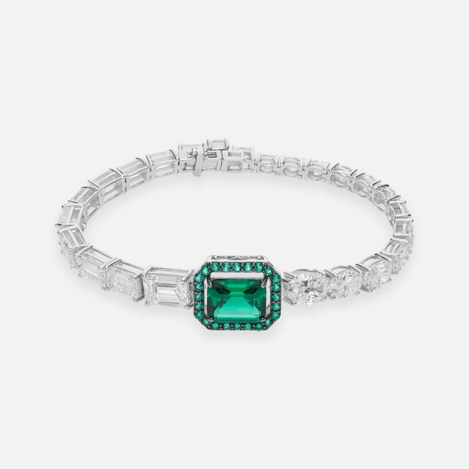 Emerald Green Gold Bangle with Lab-Grown Diamond Accents | SKU : 0006704629