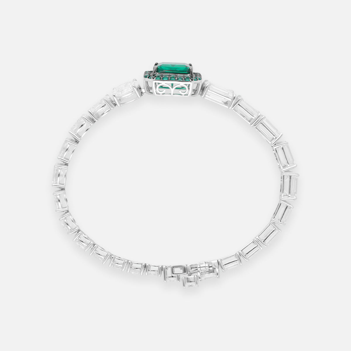 Emerald Green Gold Bangle with Lab-Grown Diamond Accents | SKU : 0006704629