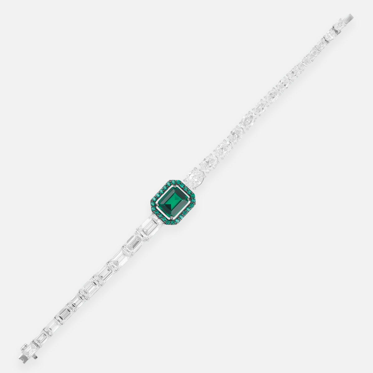 Emerald Green Gold Bangle with Lab-Grown Diamond Accents | SKU : 0006704629