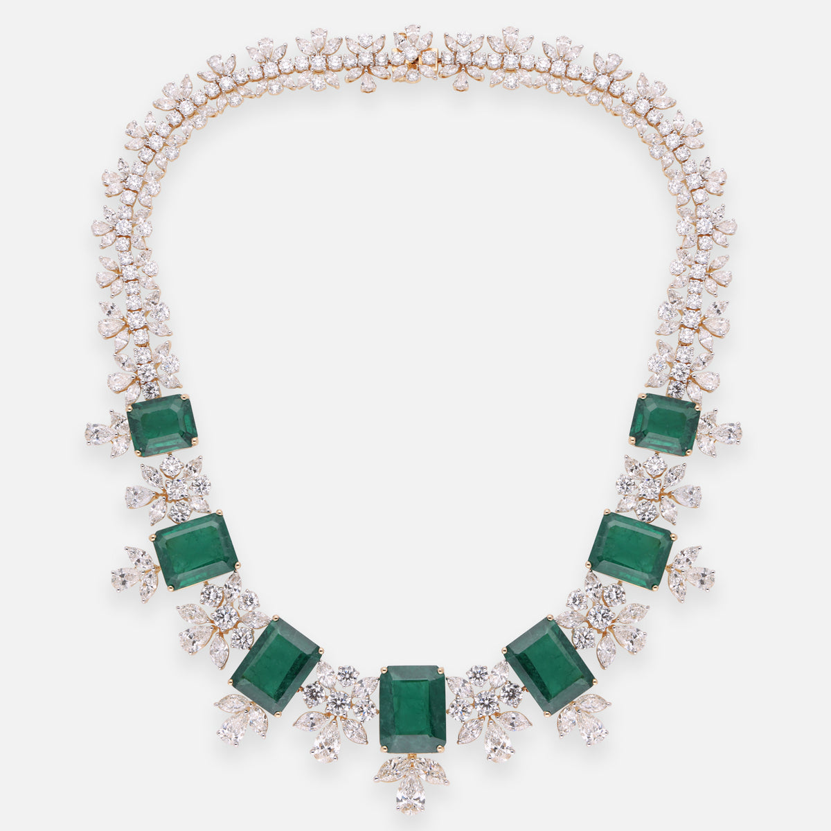 Emerald Green Gold Necklace Set with Lab-Grown Diamonds | SKU 0006704636