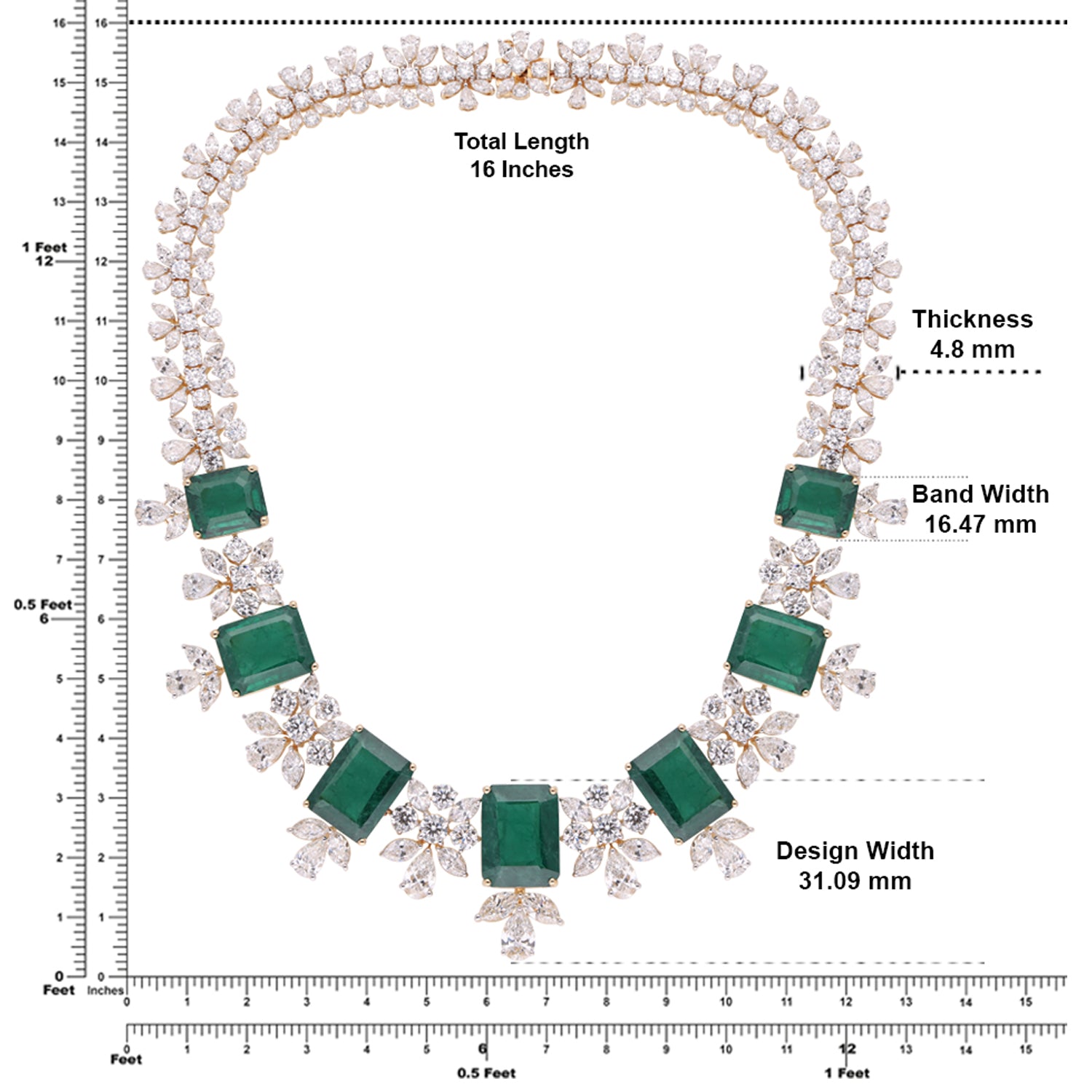 Emerald Green Gold Necklace Set with Lab-Grown Diamonds | SKU 0006704636