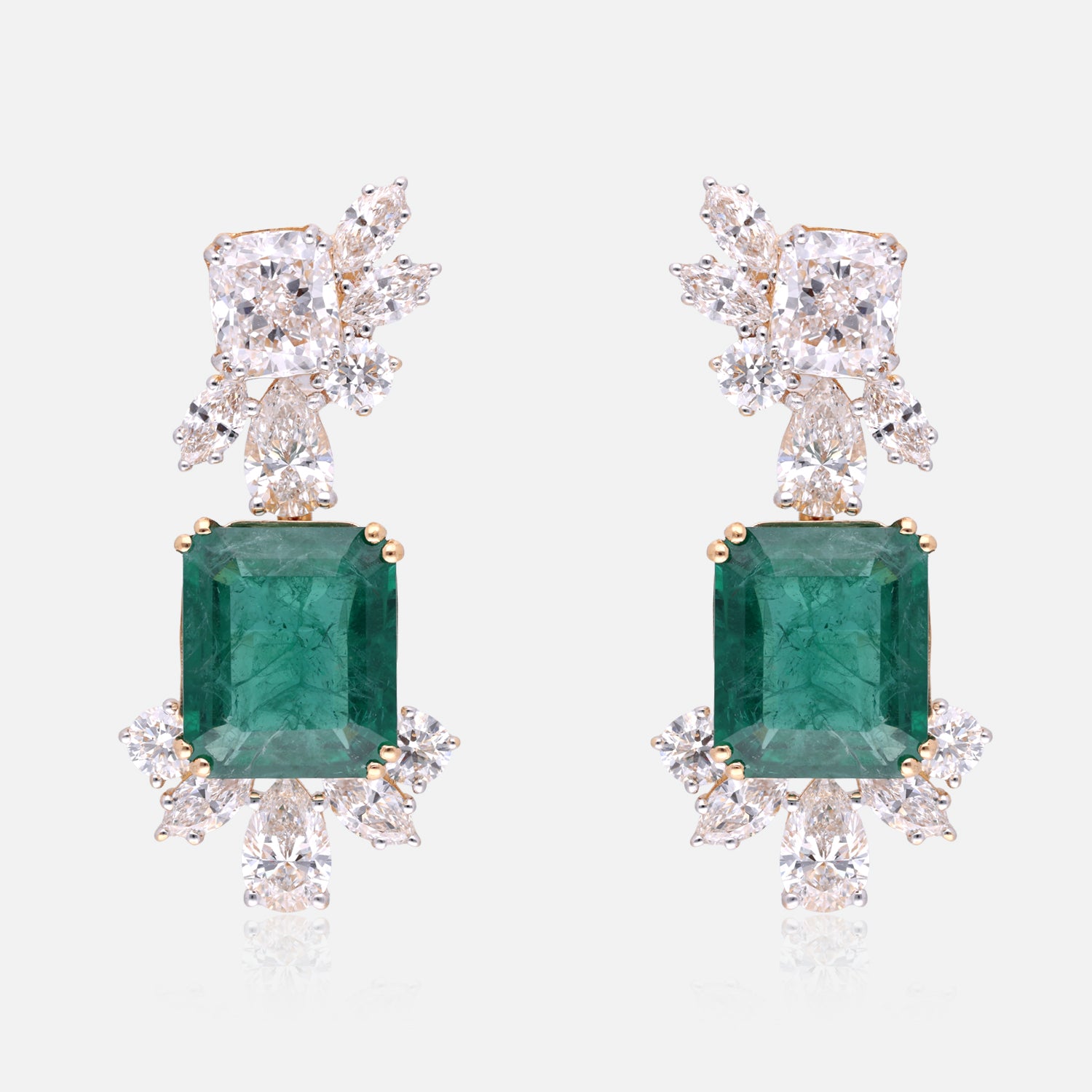 Emerald Green Gold Drop Earrings with Lab-Grown Diamonds | SKU 0006704643