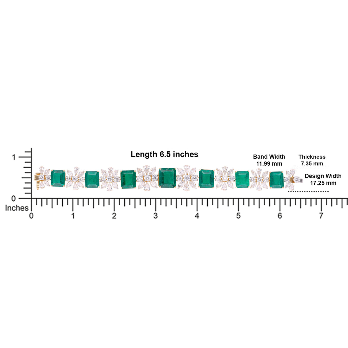 Emerald Green Gold Bangle with Lab-Grown Diamond Floral Motifs | SKU | 0006704650