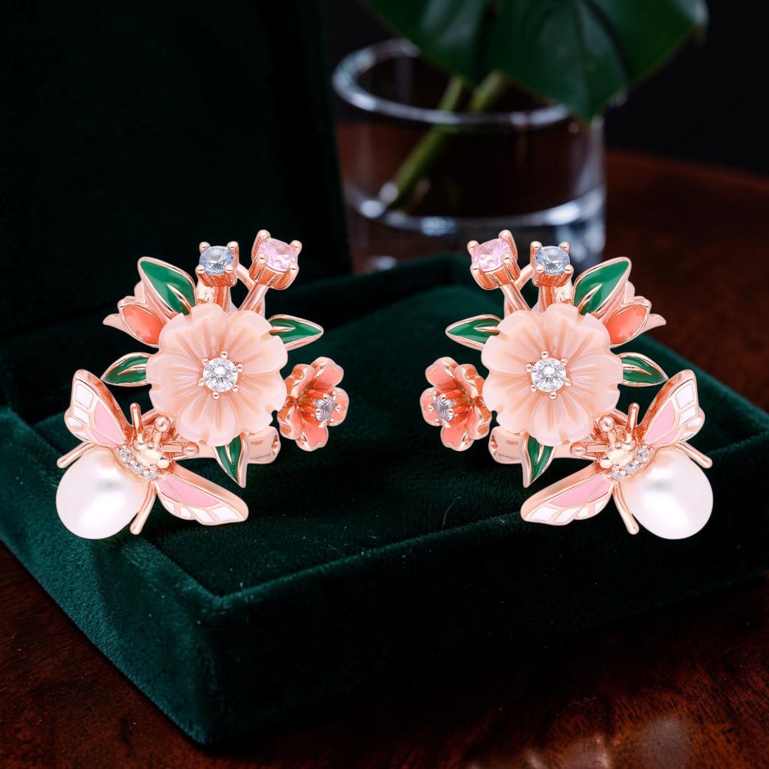 Blooming Butterfly Garden Sterling Silver Ear Studs | SKU: 0006705398