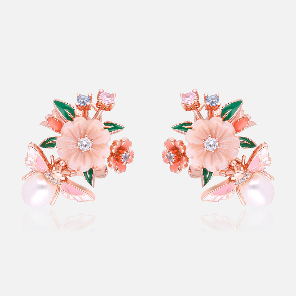 Blooming Butterfly Garden Sterling Silver Ear Studs | SKU: 0006705398