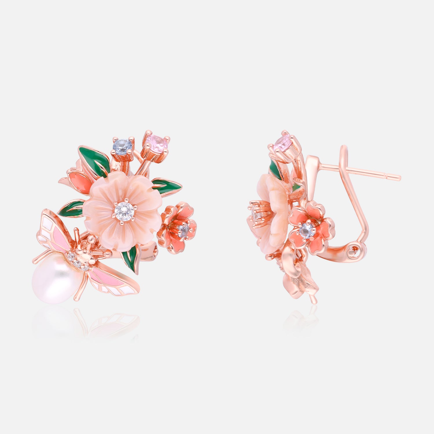 Blooming Butterfly Garden Sterling Silver Ear Studs | SKU: 0006705398