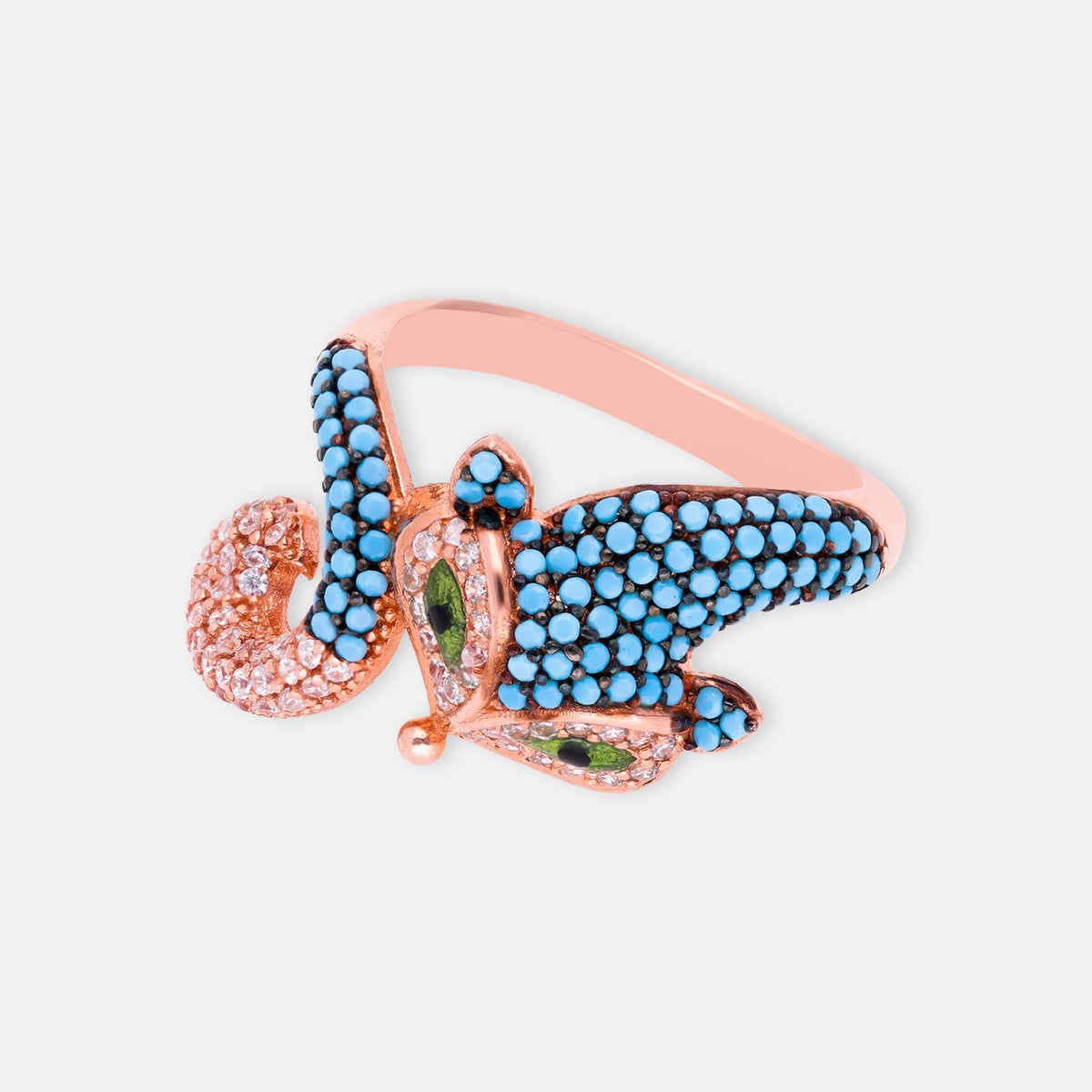 Turquoise Peacock Sterling Silver Statement Ring with Pavé Accents | SKU: 0006709471
