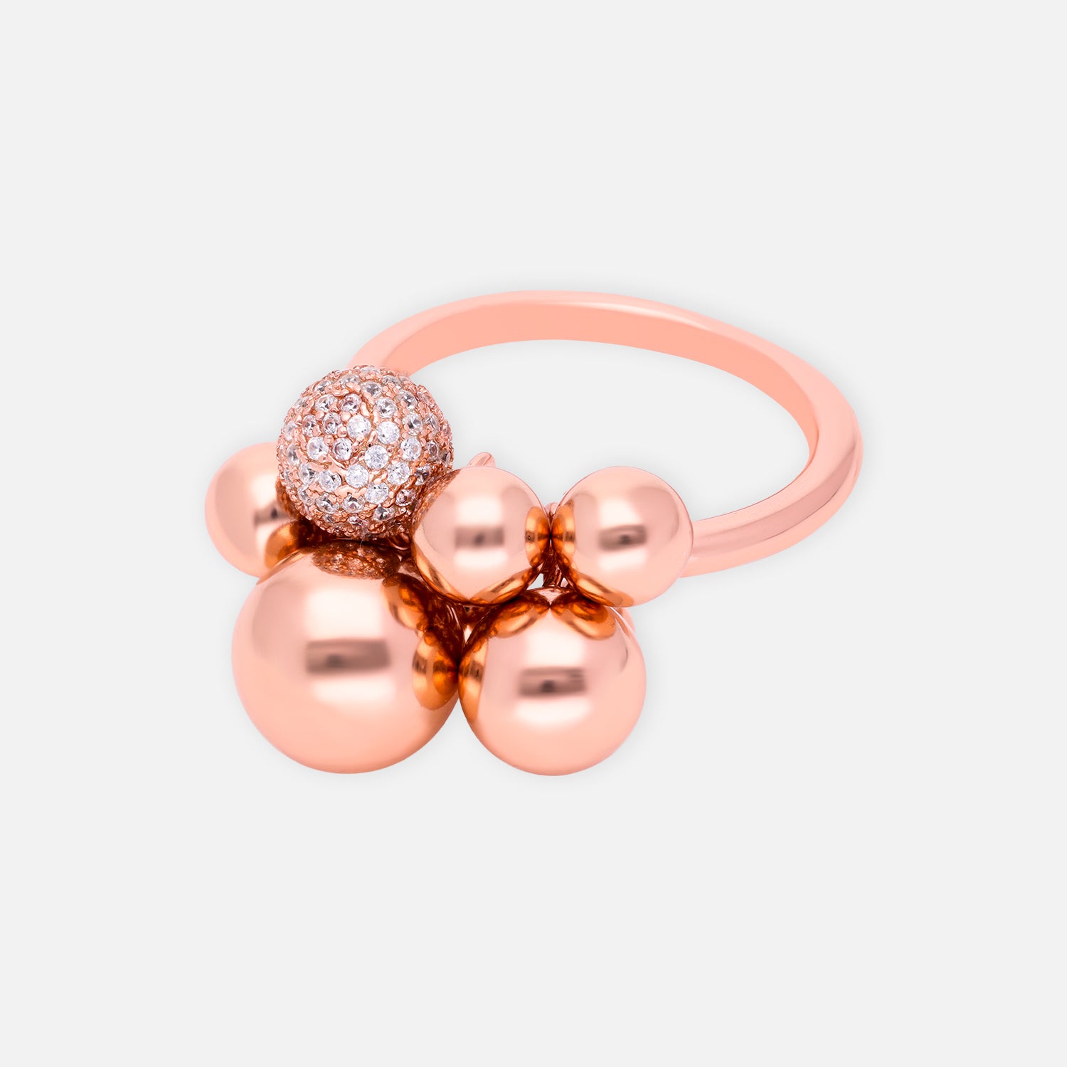 Rose Gold Bubble Cluster Sterling Silver Statement Ring with Pavé Accents | SKU: 0006709501