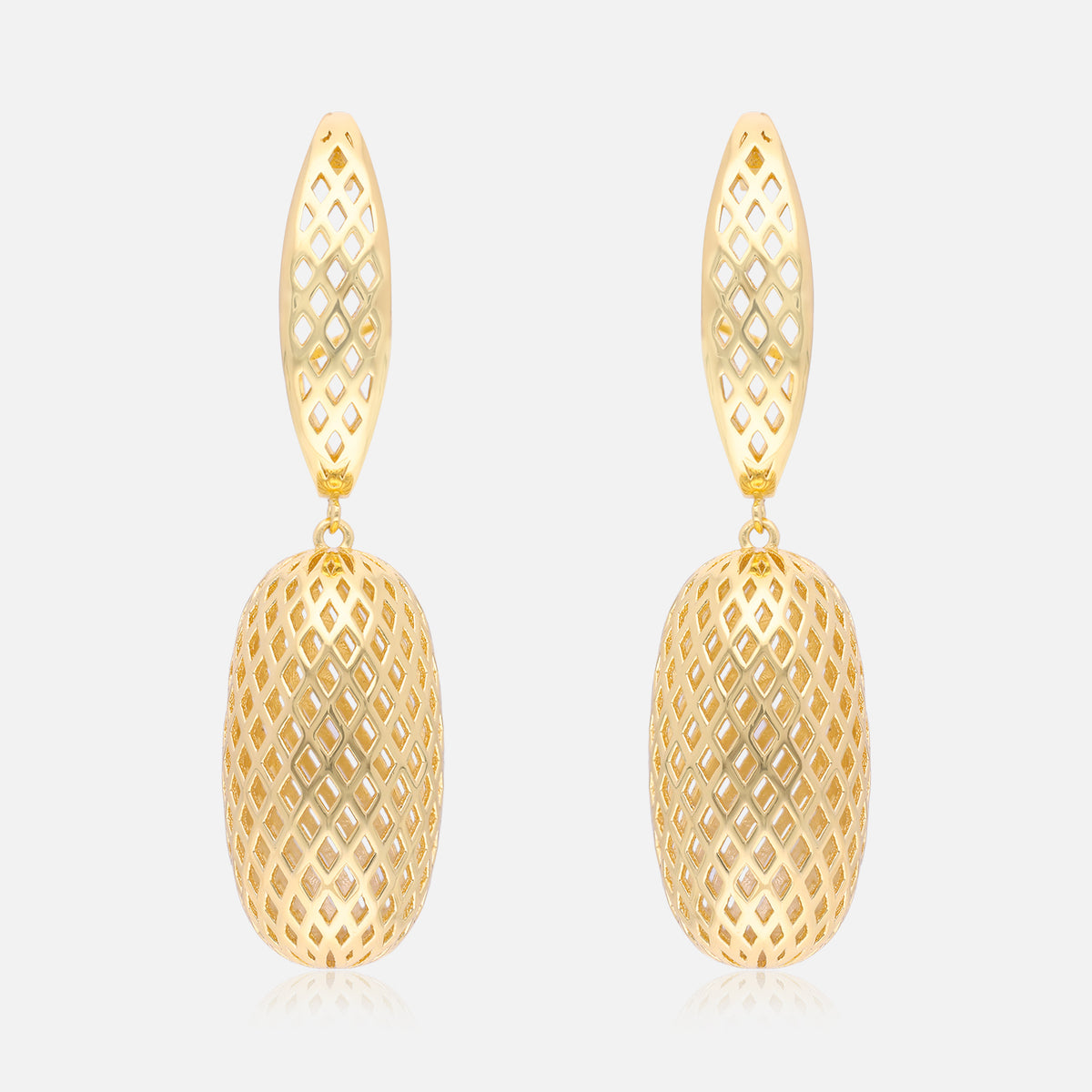 Geometric Openwork Gold Drop Earrings | SKU: 0006709556