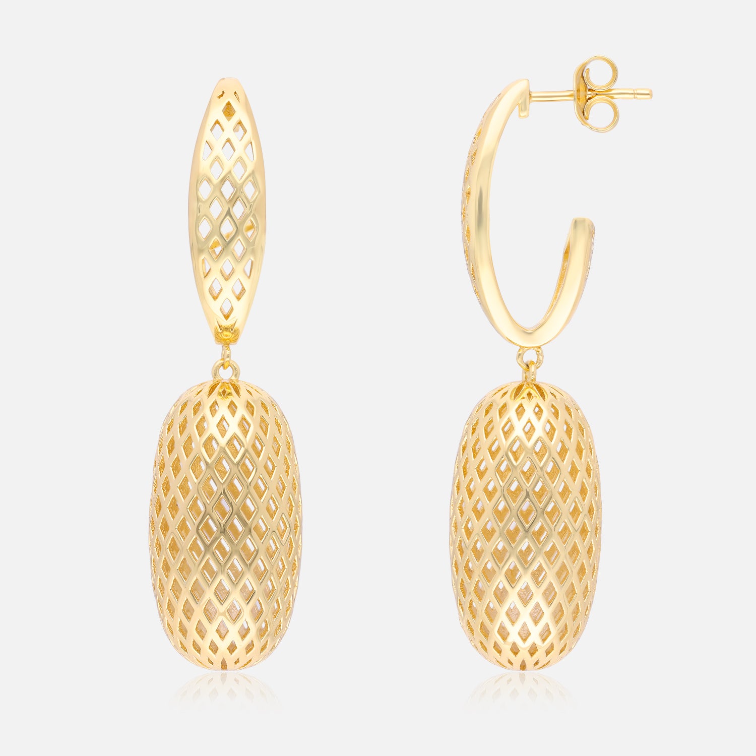 Geometric Openwork Gold Drop Earrings | SKU: 0006709556