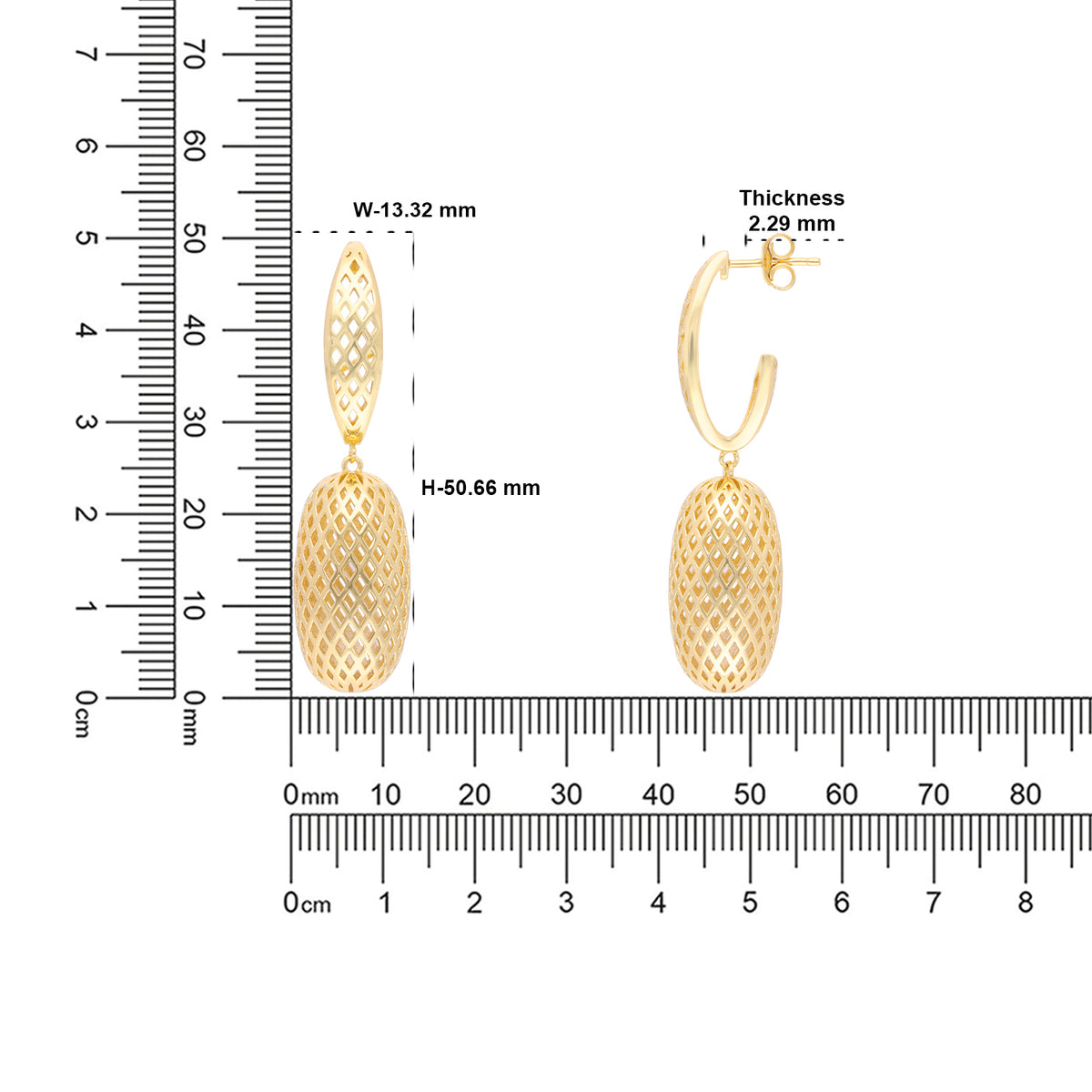 Geometric Openwork Gold Drop Earrings | SKU: 0006709556