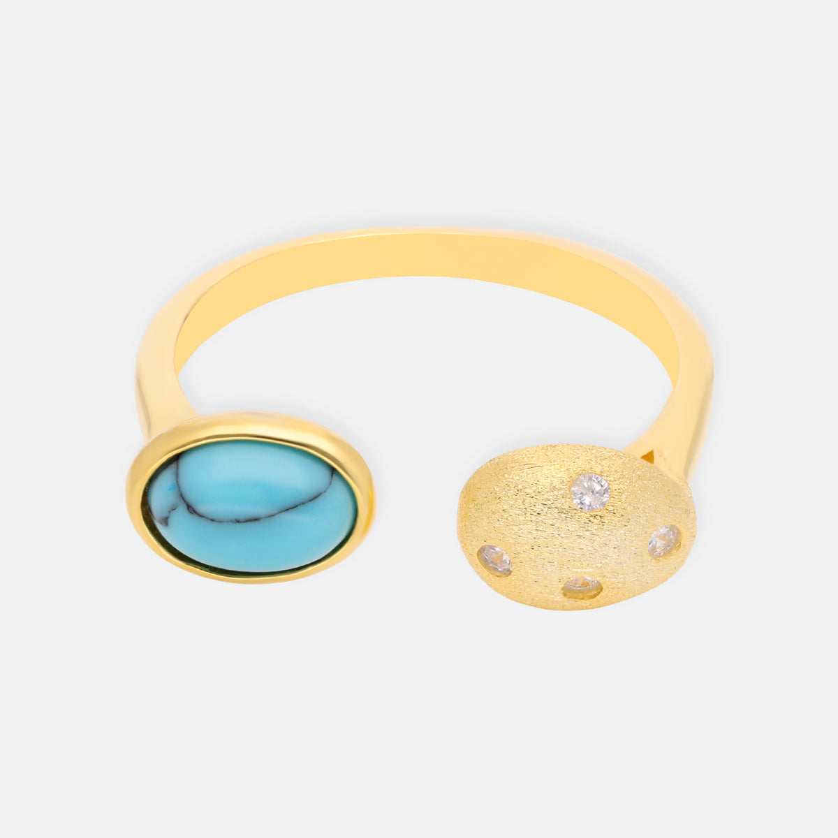 Turquoise Stone Open Wrap Gold Ring with Crystal Accents | SKU: 0006714499