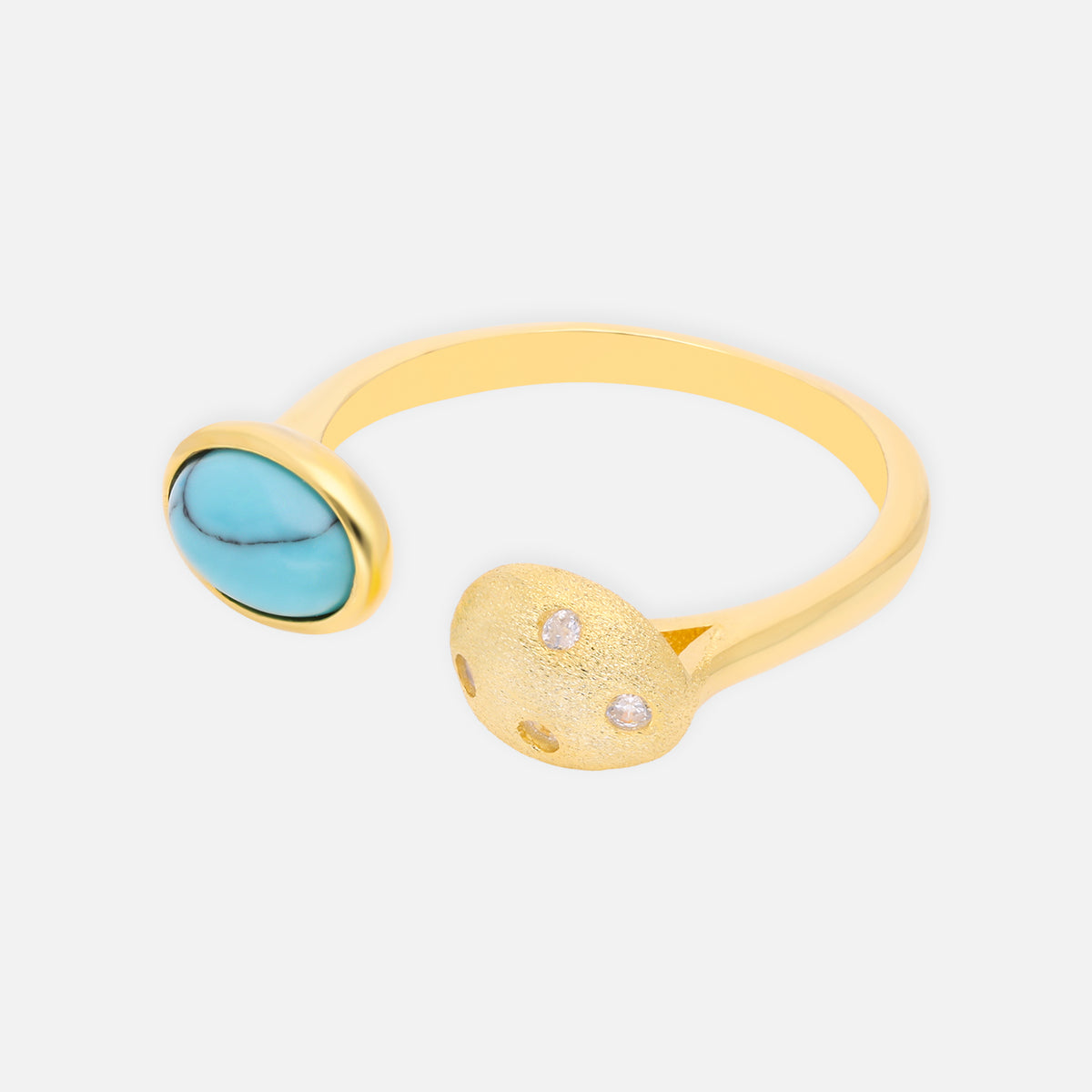 Turquoise Stone Open Wrap Gold Ring with Crystal Accents | SKU: 0006714499