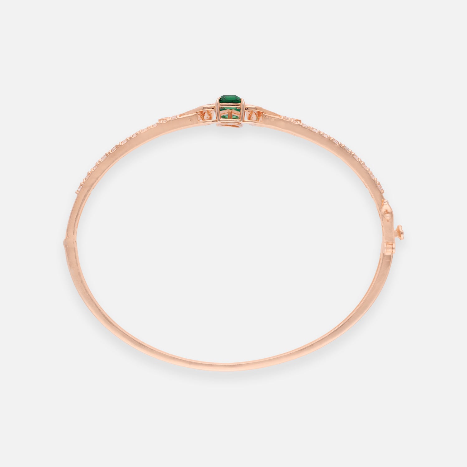 Emerald Green Fan Design Sterling Silver Open Bracelet | SKU: 0022689412
