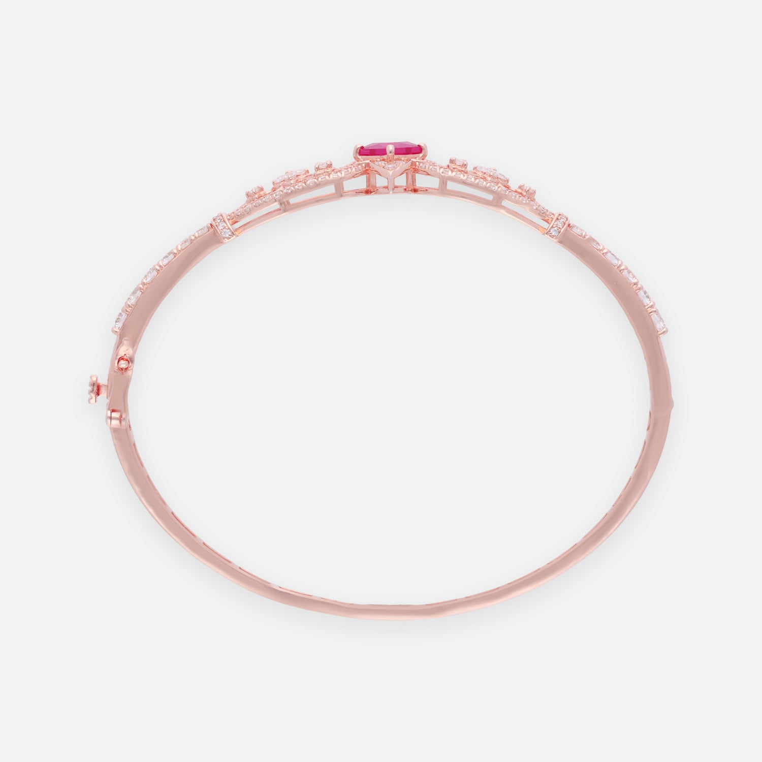 Ruby Pink Marquise Stone Floral Filigree Sterling Silver Bracelet | SKU: 0022689429