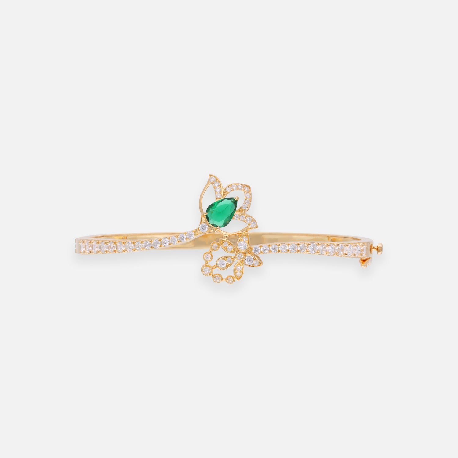 Emerald Green Butterfly Floral Sterling Silver Bracelet with Pavé Accents | SKU: 0022689443