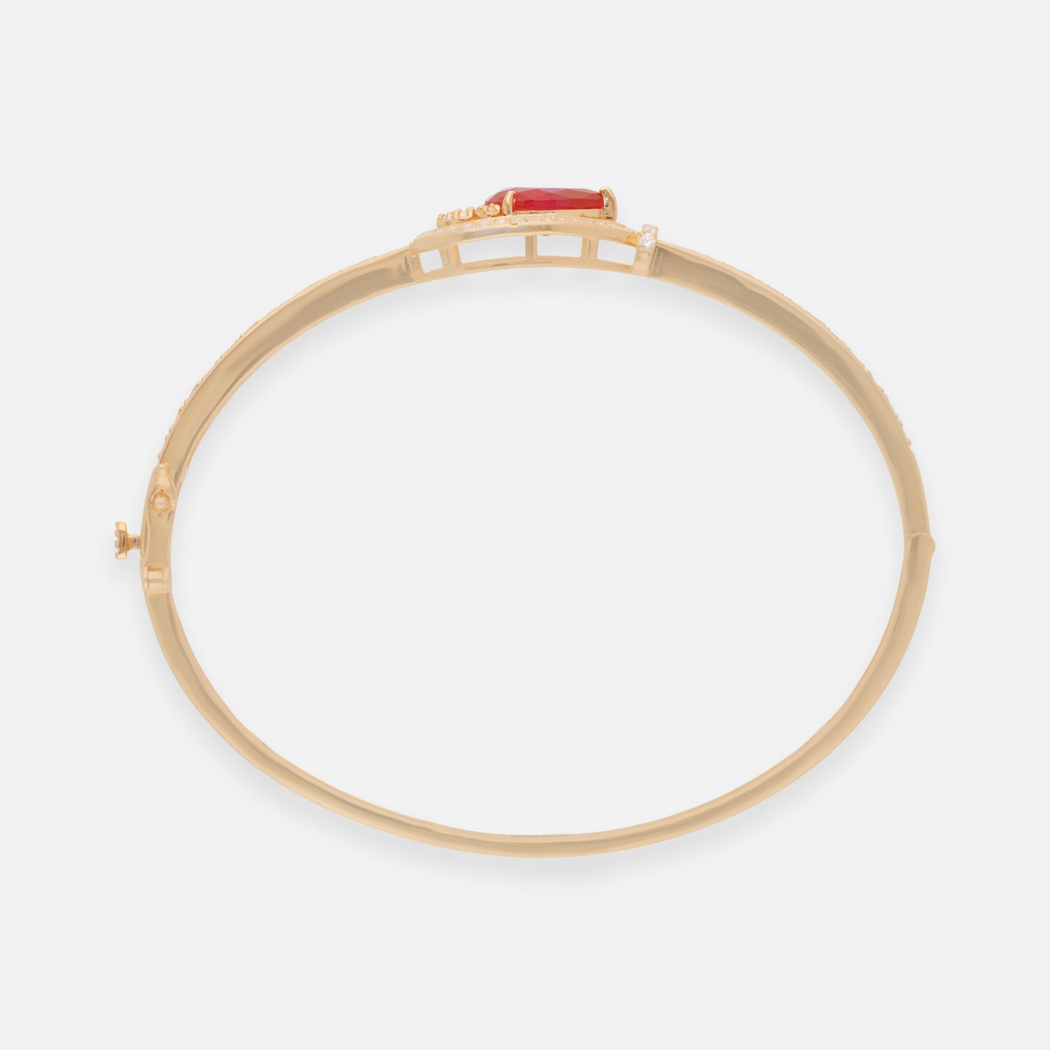 Ruby Red Pear Cut Halo Sterling Silver Bracelet with Pavé Accents | SKU: 0022689450