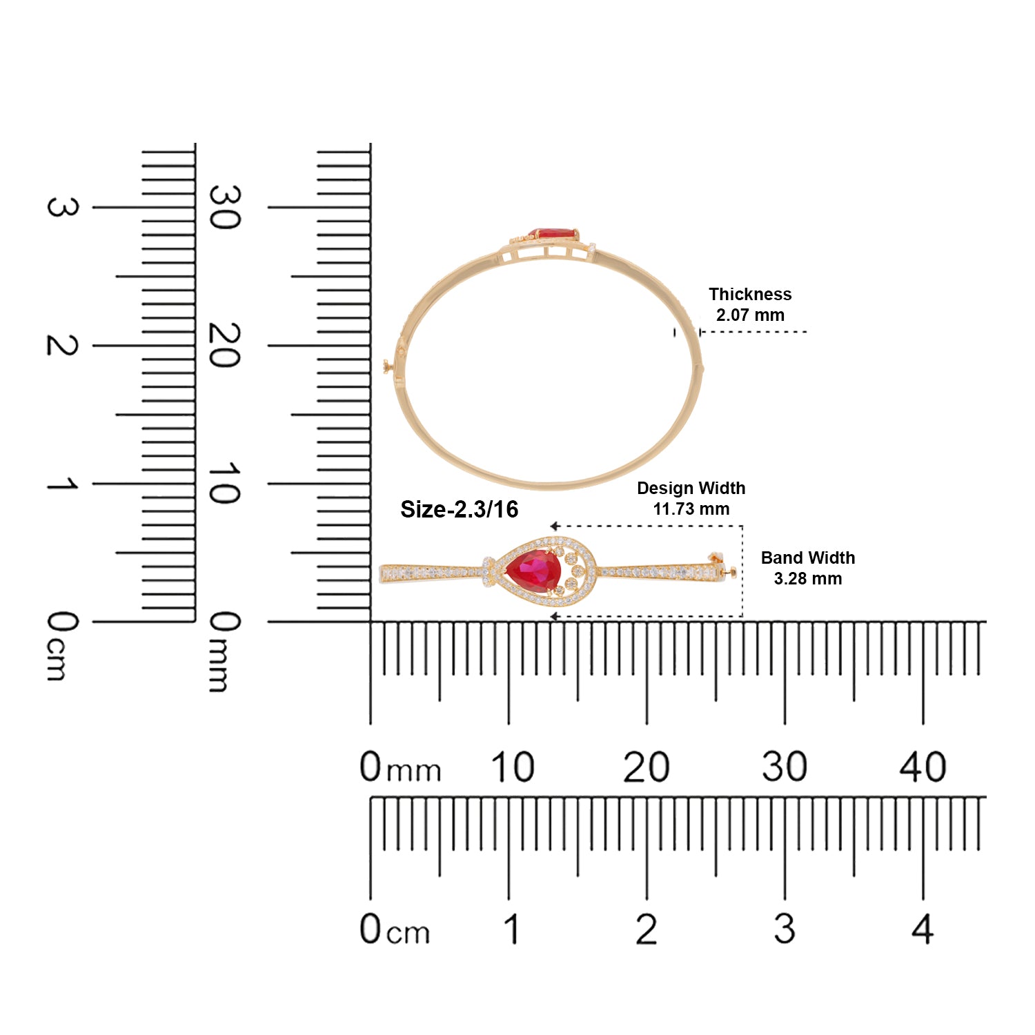Ruby Red Pear Cut Halo Sterling Silver Bracelet with Pavé Accents | SKU: 0022689450