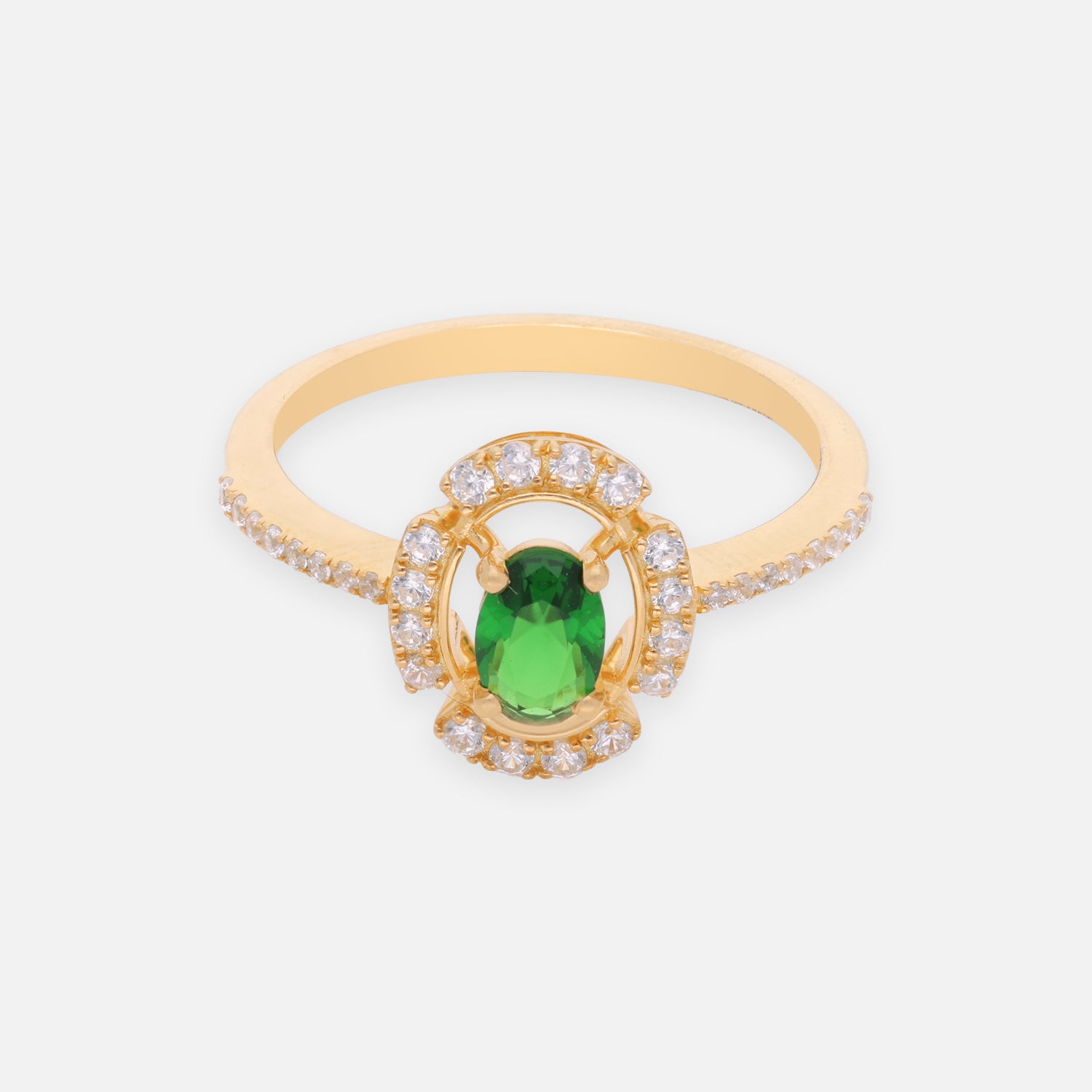 Emerald Green Oval Halo Sterling Silver Ring with Pearl Accents | SKU: 0022689528