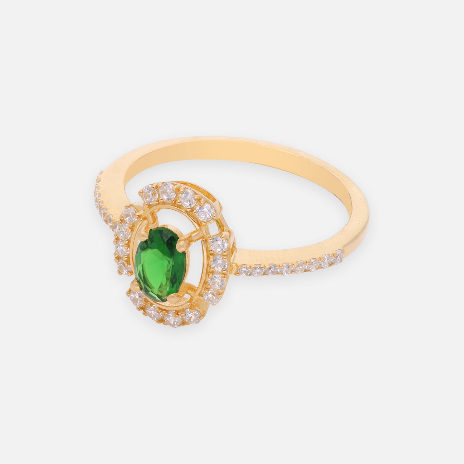 Emerald Green Oval Halo Sterling Silver Ring with Pearl Accents | SKU: 0022689528