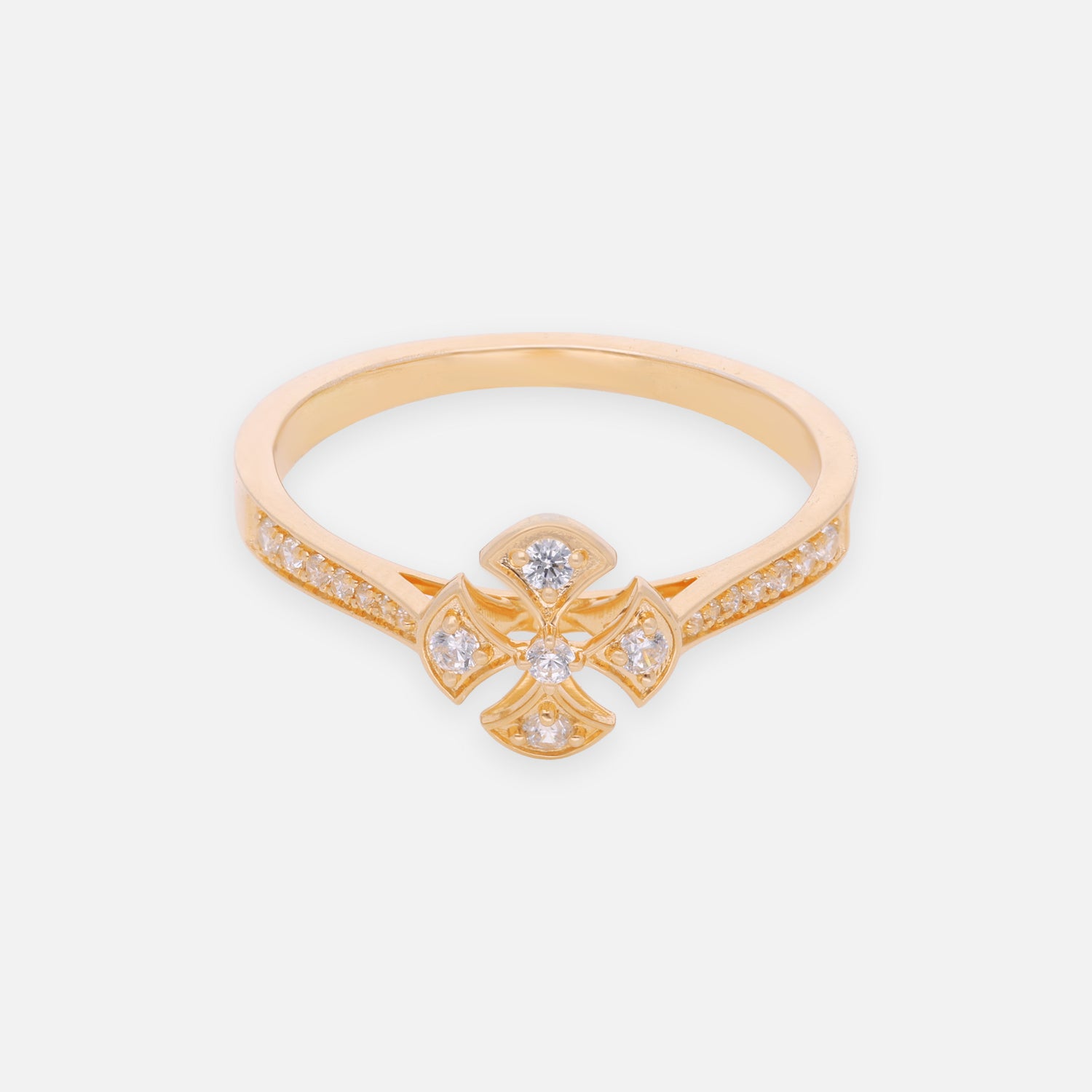 Floral Pinwheel Sterling Silver Ring with Pavé Accents | SKU: 0022689535