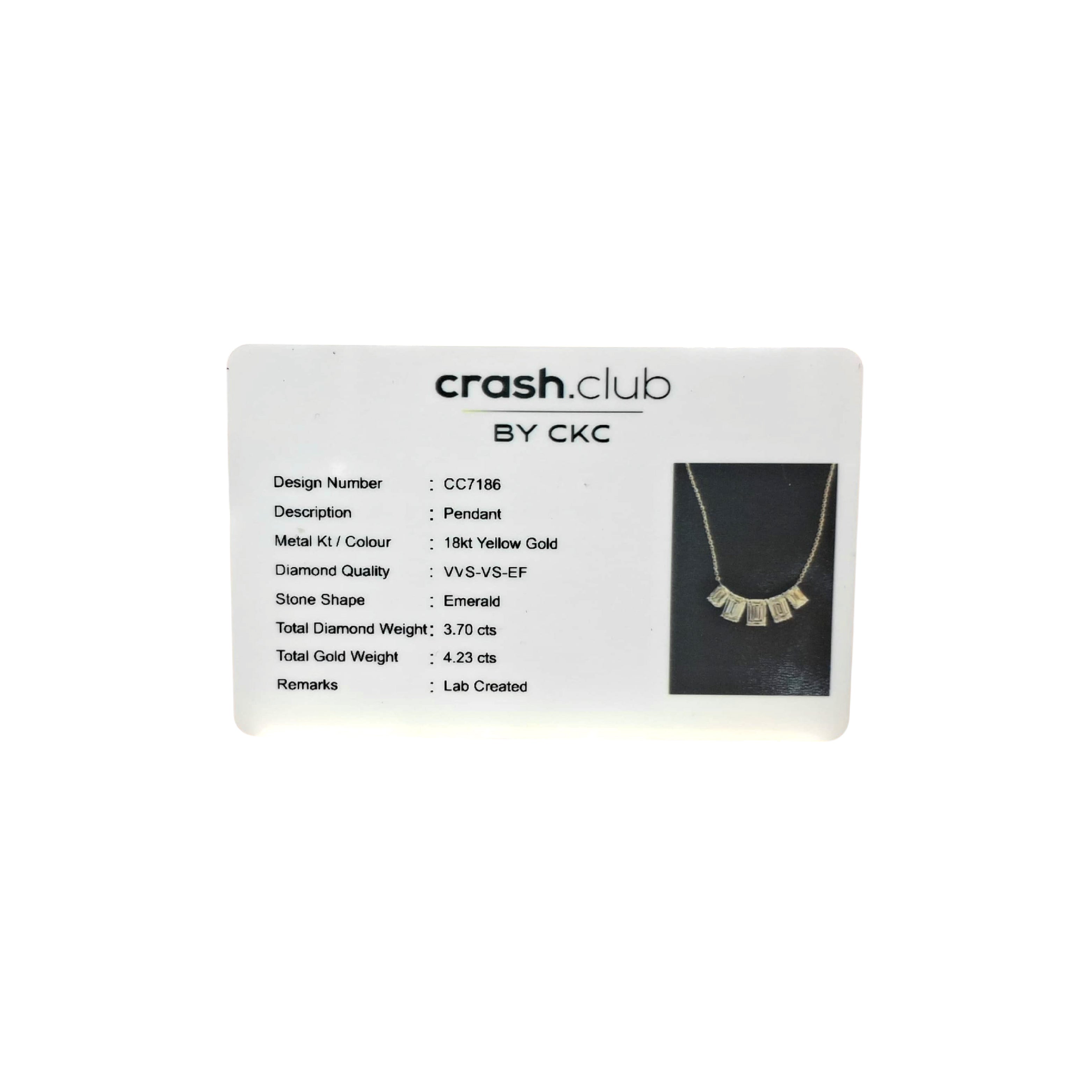 Emerald-Cut 3.71 Carat Lab-Grown Diamond Fan Necklace in Yellow Gold| SKU : 0020741860