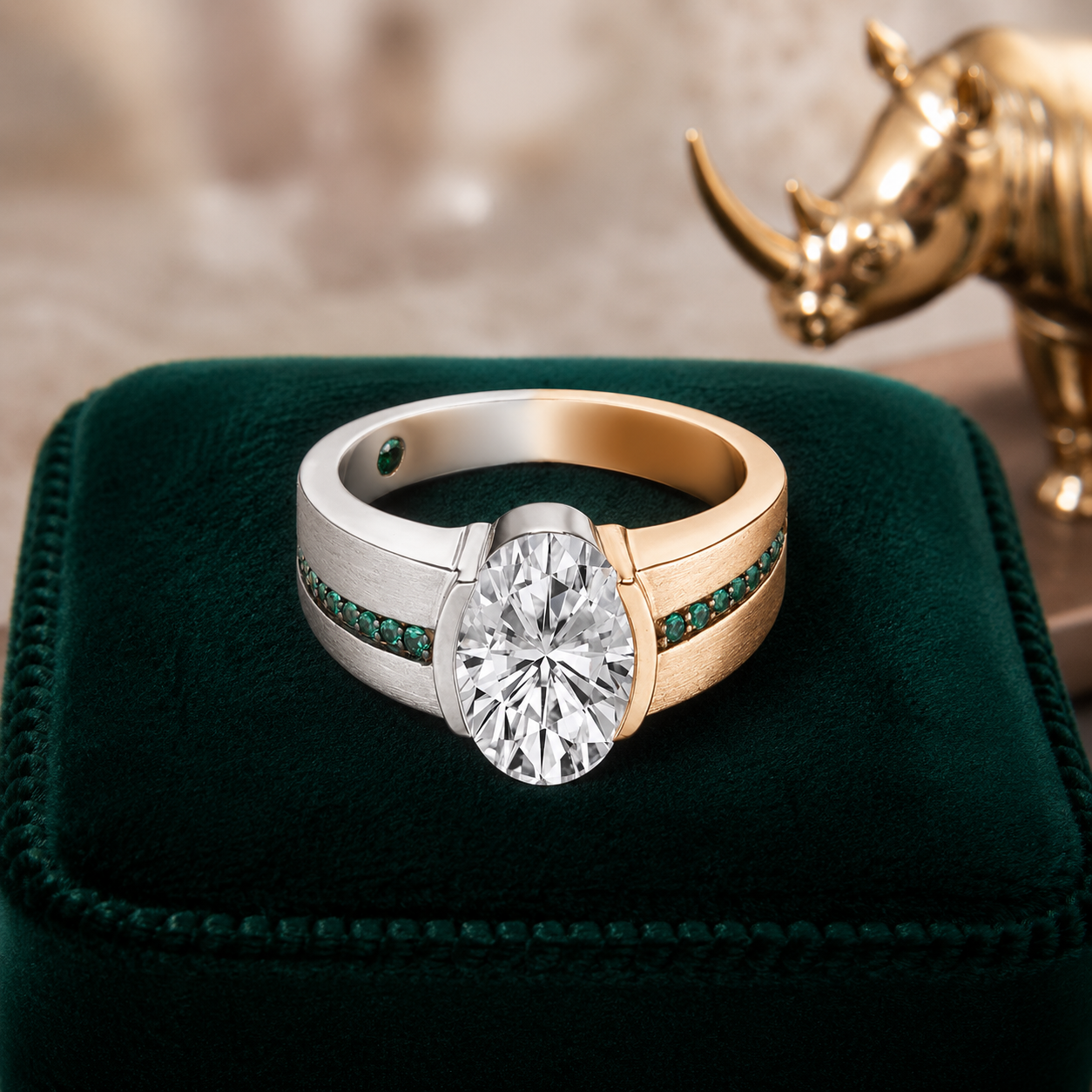 Two-Tone Oval Brilliant Cut Lab Grown Diamond Ring | SKU: 0006494155