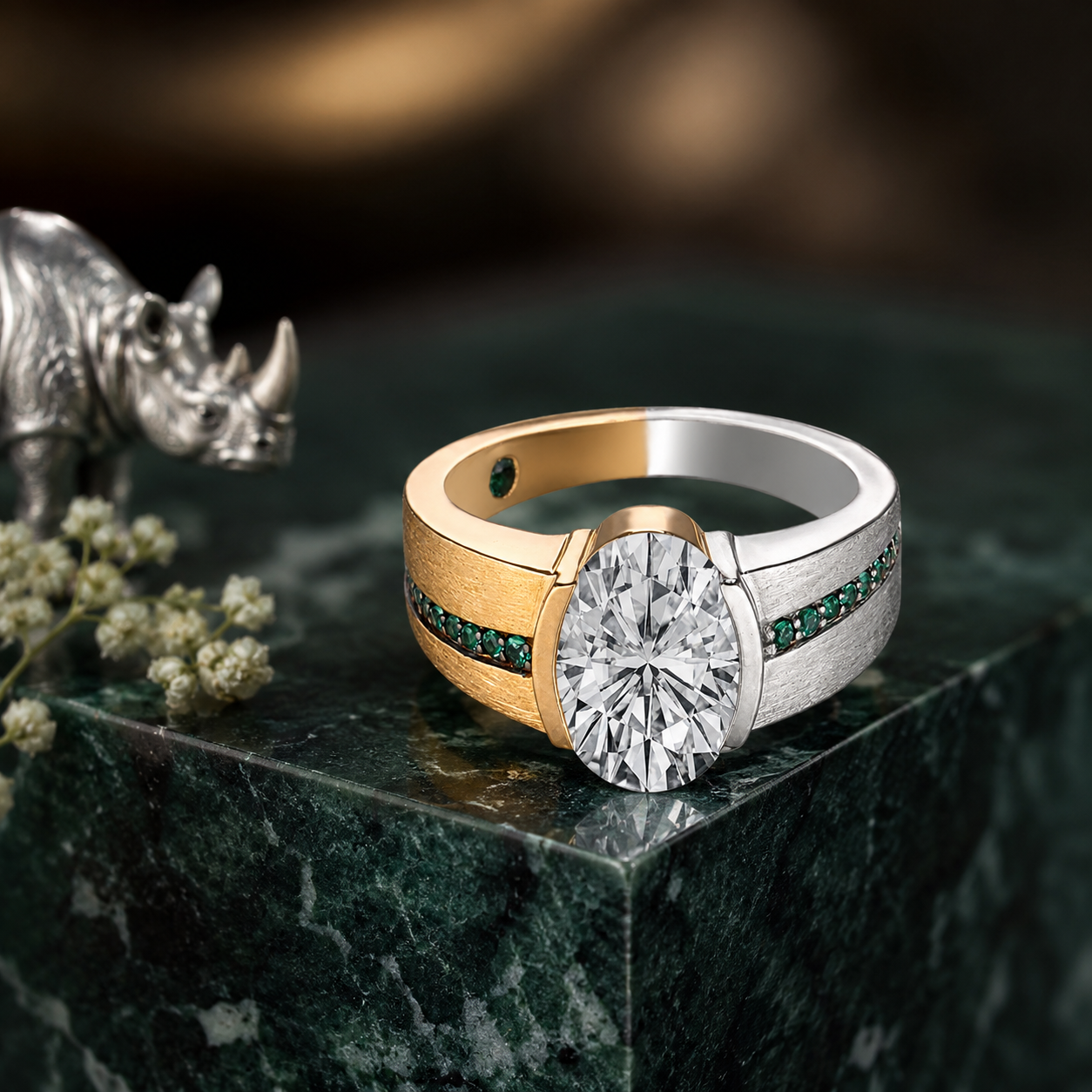 Two-Tone Oval Brilliant Cut Lab Grown Diamond Ring | SKU: 0006494148