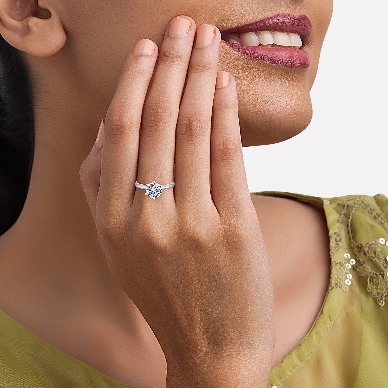 Timeless Round Brilliant Lab-Grown Diamond Solitaire Ring in White Gold | SKU : 0004952824