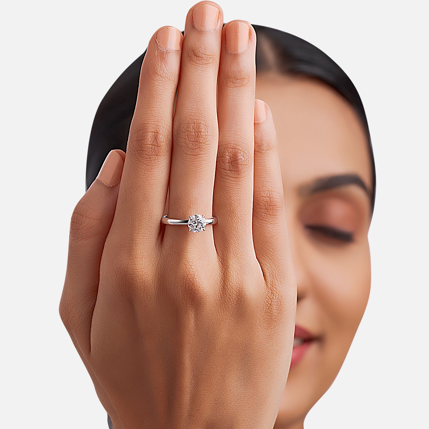 Luminous Grace: Lab-Grown Solitaire Diamond Ring in White Gold | SKU : 0004952671