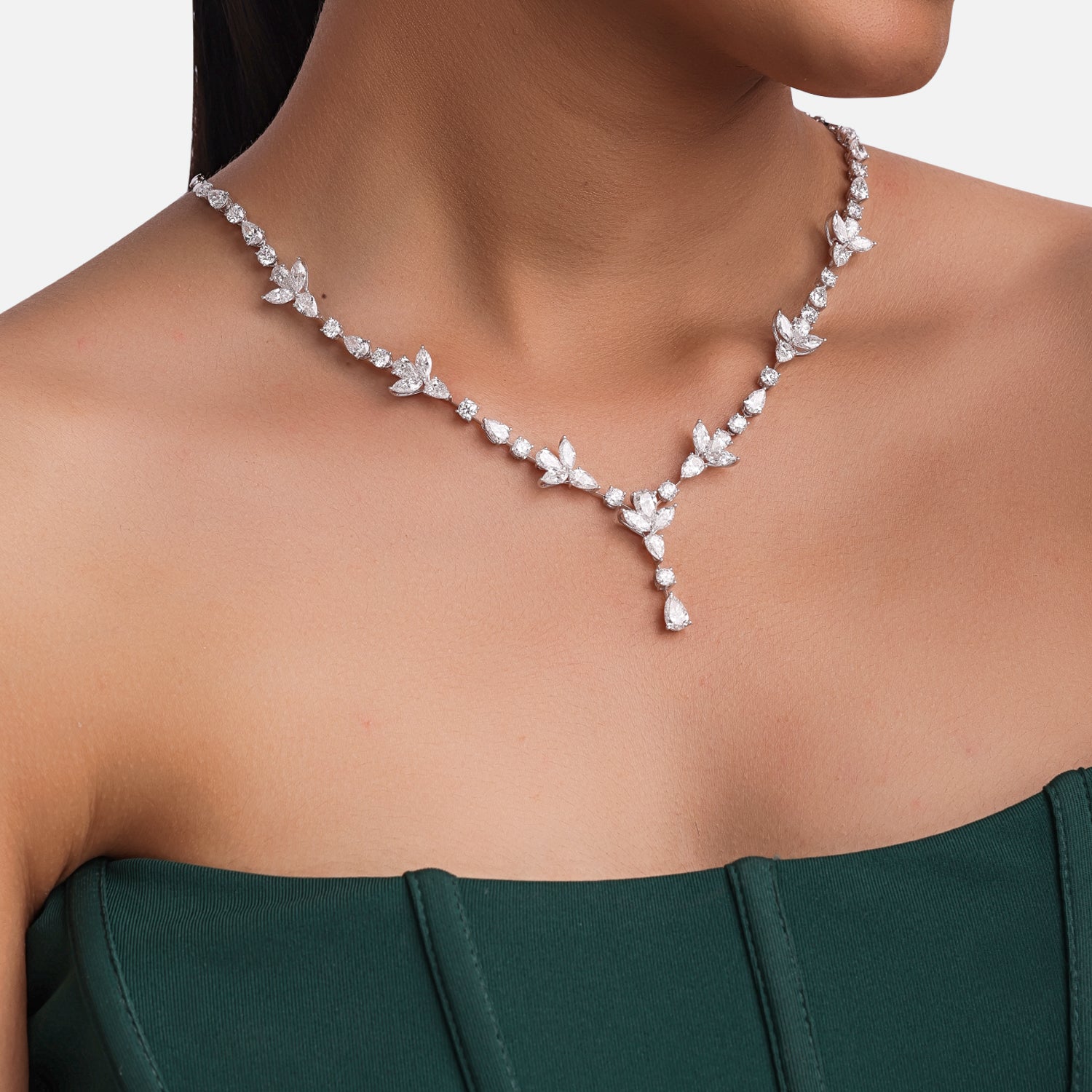 Celestial Vine Lab-Grown Diamond Necklace in White Gold | SKU : 0004953715