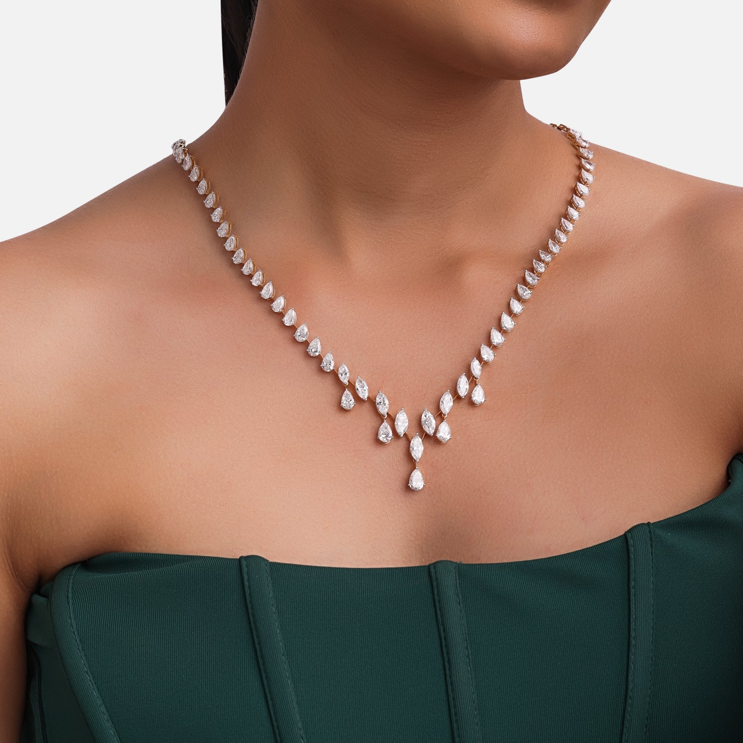 Graceful Dewdrop Lab-Grown Diamond Necklace in Rose Gold | SKU : 0004953494