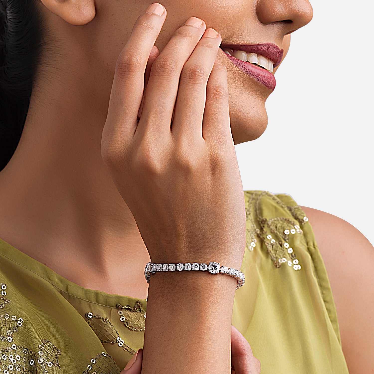 Celestial Glow Lab Grown Diamond Tennis Bracelet in 18K White Gold | SKU : 0004953289