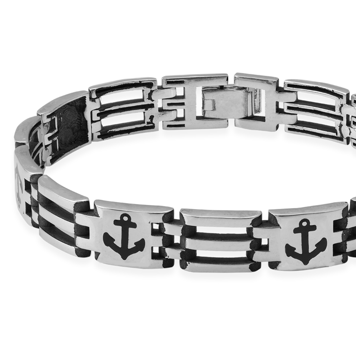 Mariner's Legacy: Oxidized Silver Anchor Bracelet for Men | SKU: 0018200324